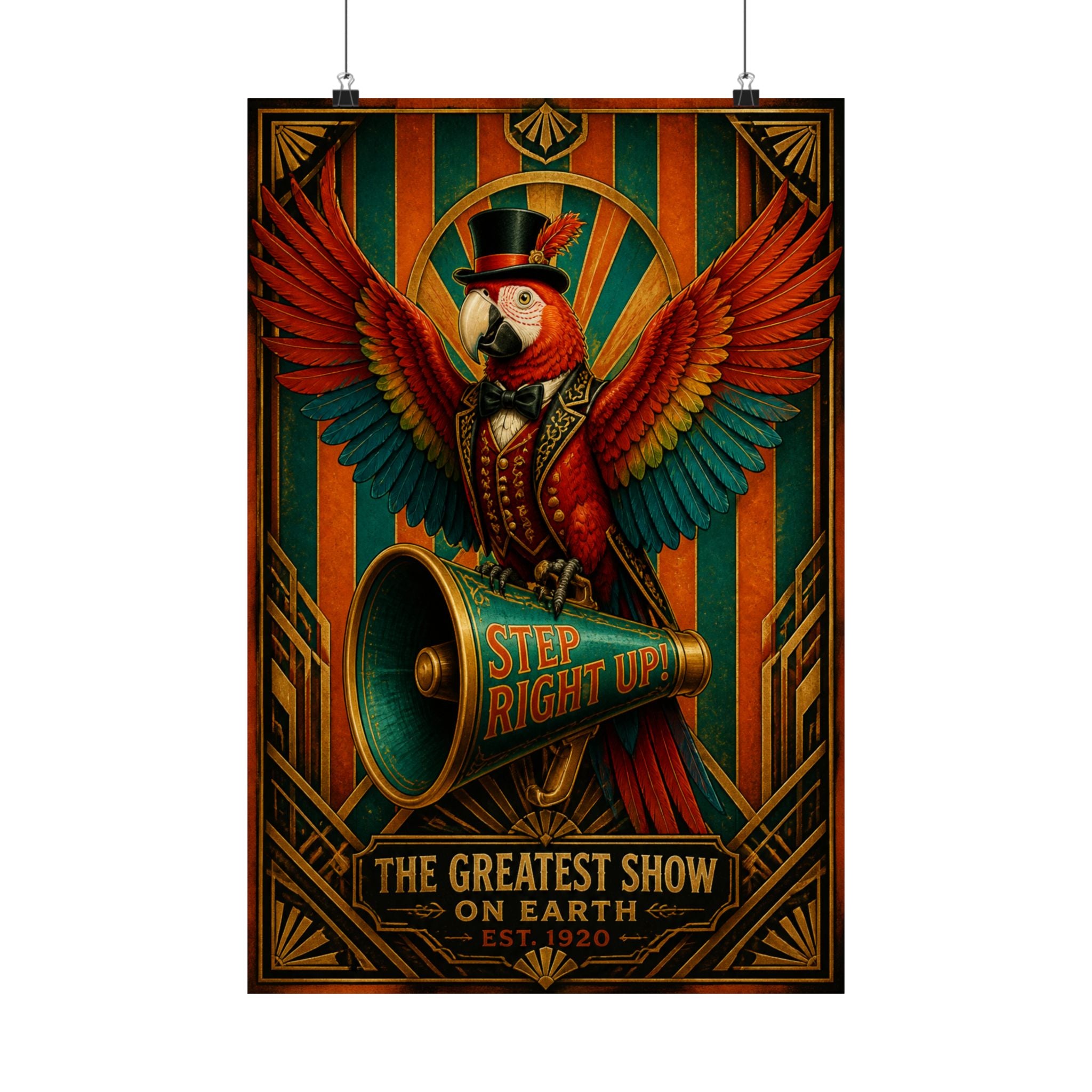 Parrot Ringmaster Wall Art Poster 18×24 Art Deco Entryway Decor Maximalist Print