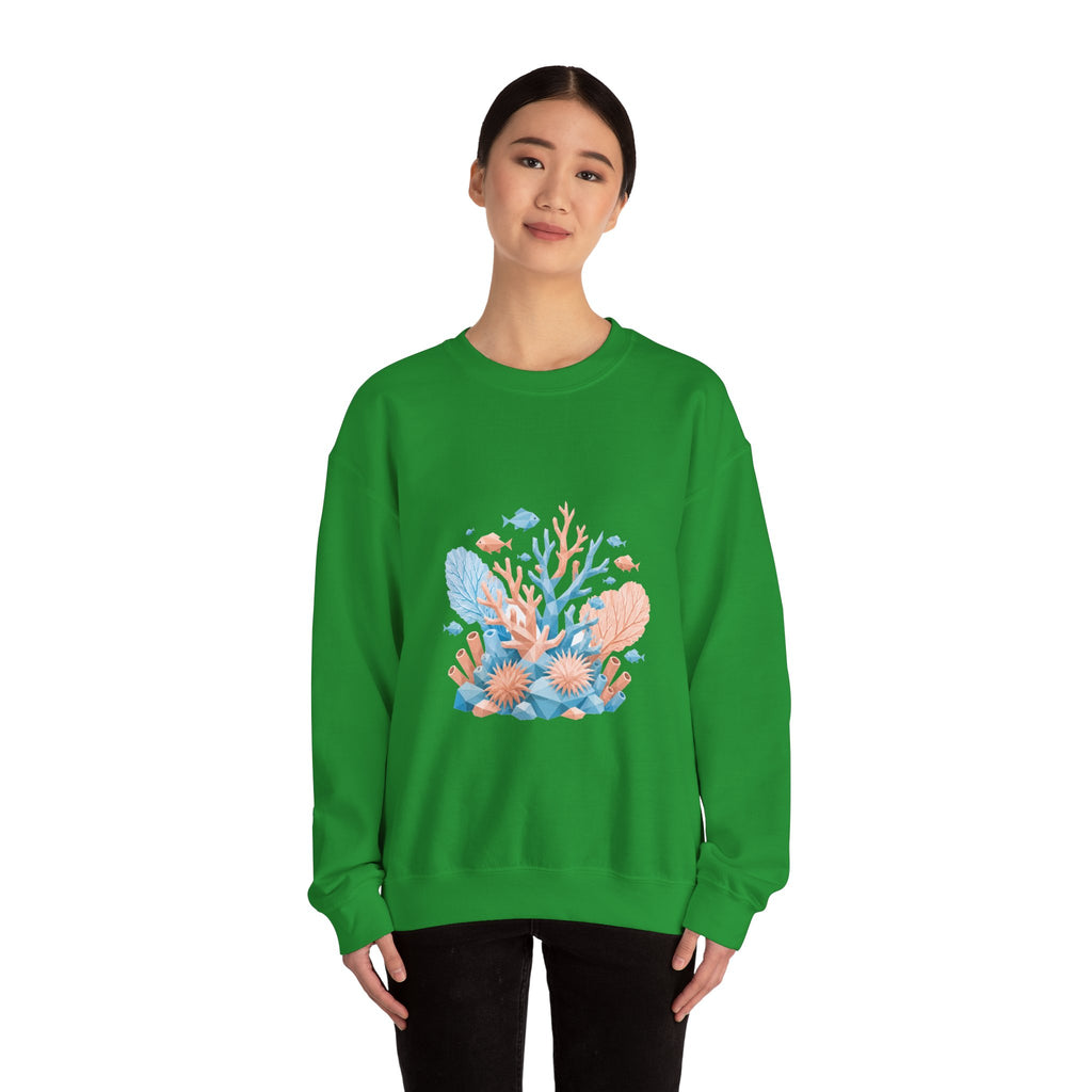 Matching Couple Sweatshirt - Coral Reef & Deep Sea Matching Couple Crewneck Sweatshirt Geometric Art His Hers Couple Gift - Design A