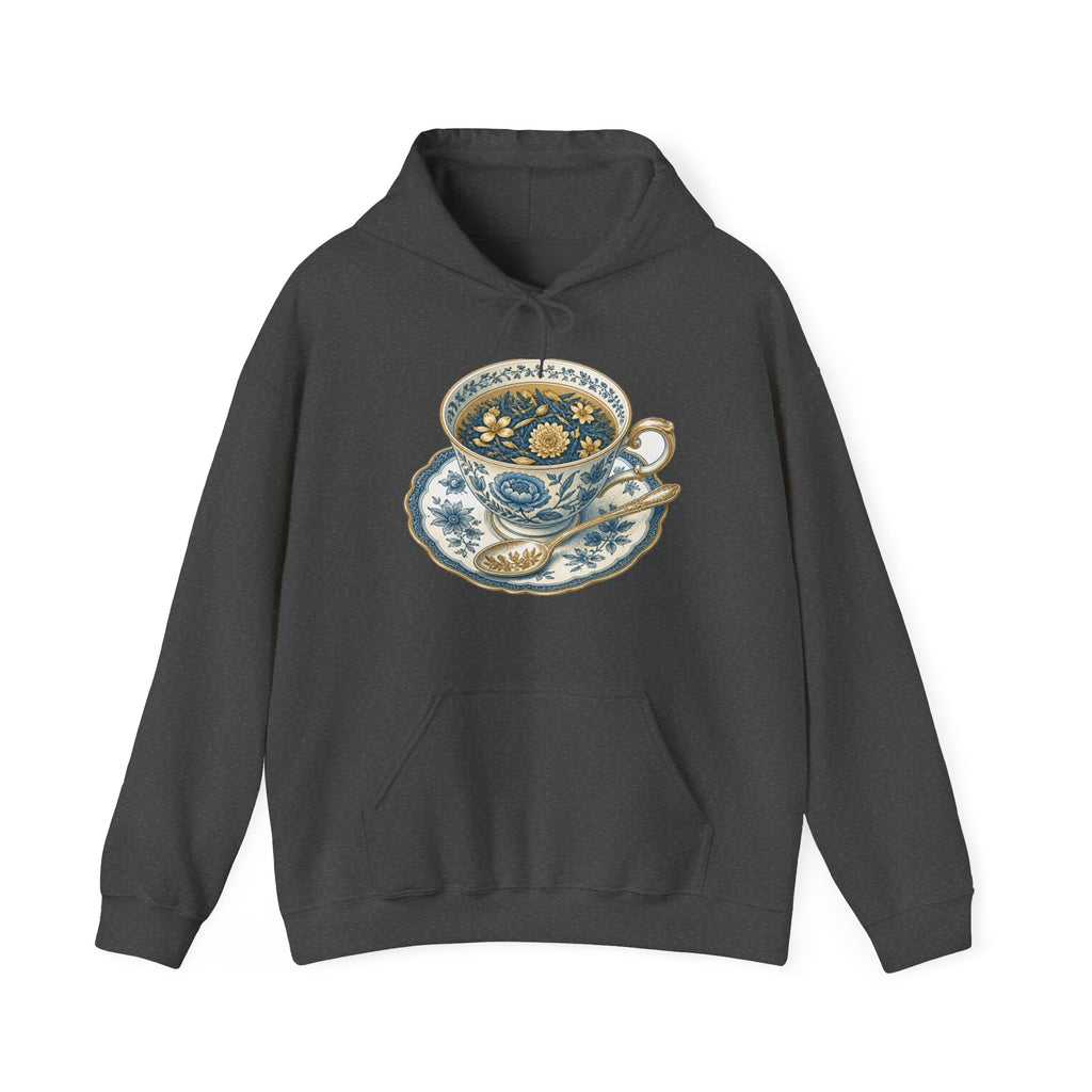 Matching Couple Sweatshirt - Coffee & Tea Matching Couple Hooded Sweatshirt Vintage Art His Hers Wedding Gift - Design B