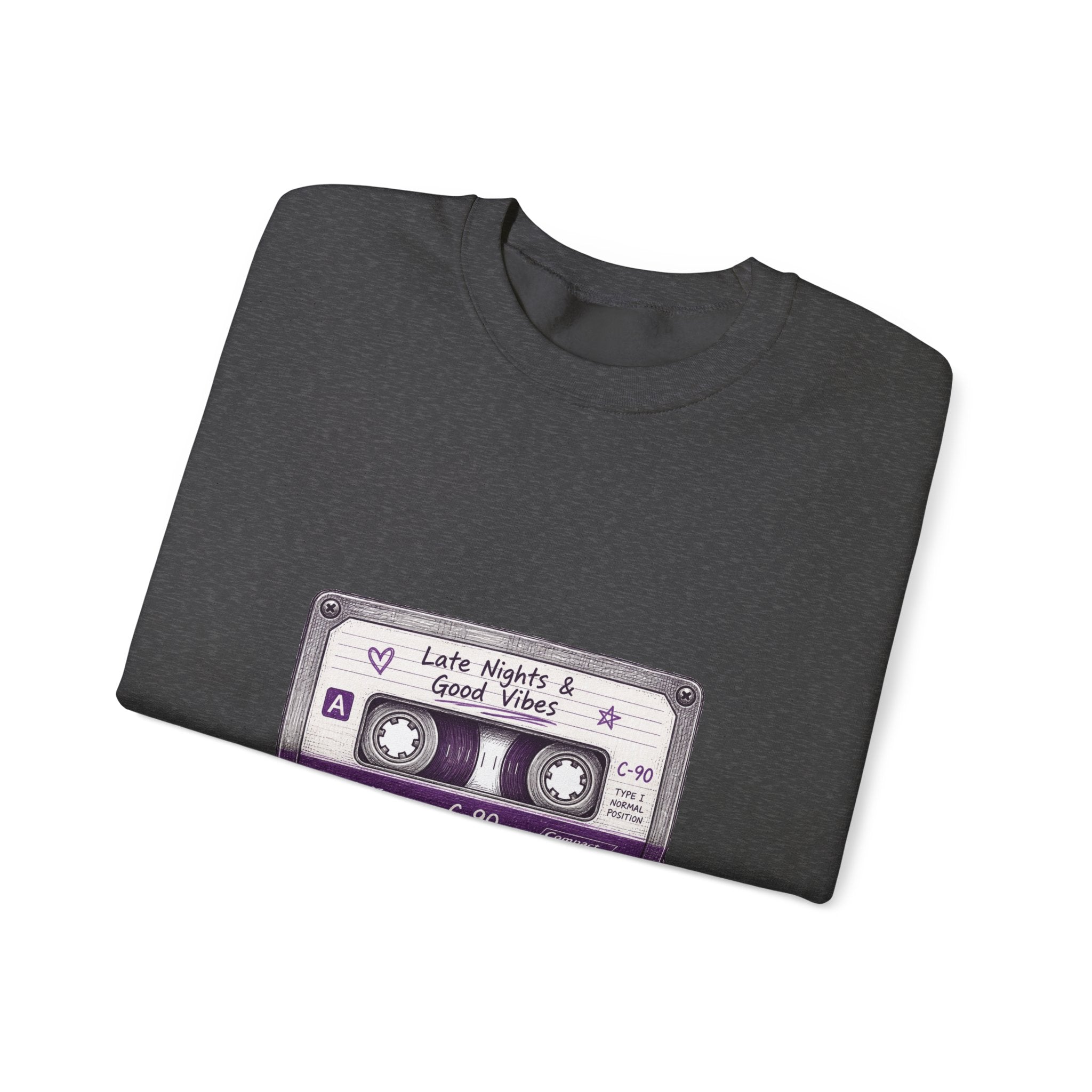Matching Couple Sweatshirt - Vinyl & Cassette Matching Couple Crewneck Sweatshirt Hand-Drawn Art His Hers Best Friend Gift - Design B