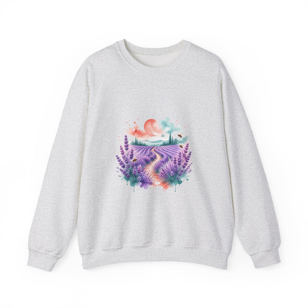 Matching Couple Sweatshirt - Lavender Fields & Canyon Matching Couple Comfort Colors Crew Watercolor Art His Hers Birthday Gift - Design A