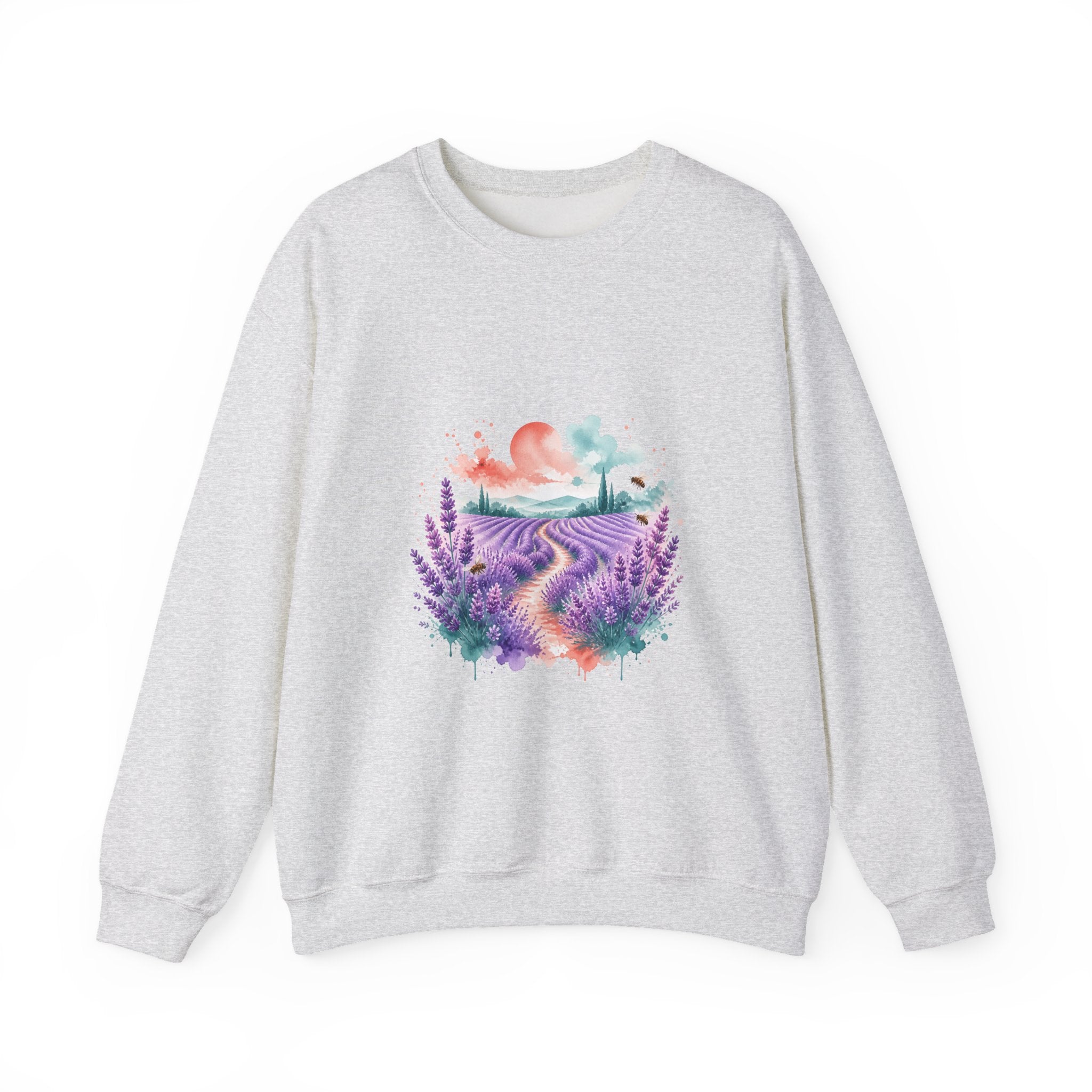 Matching Couple Sweatshirt - Lavender Fields & Canyon Matching Couple Comfort Colors Crew Watercolor Art His Hers Birthday Gift - Design A