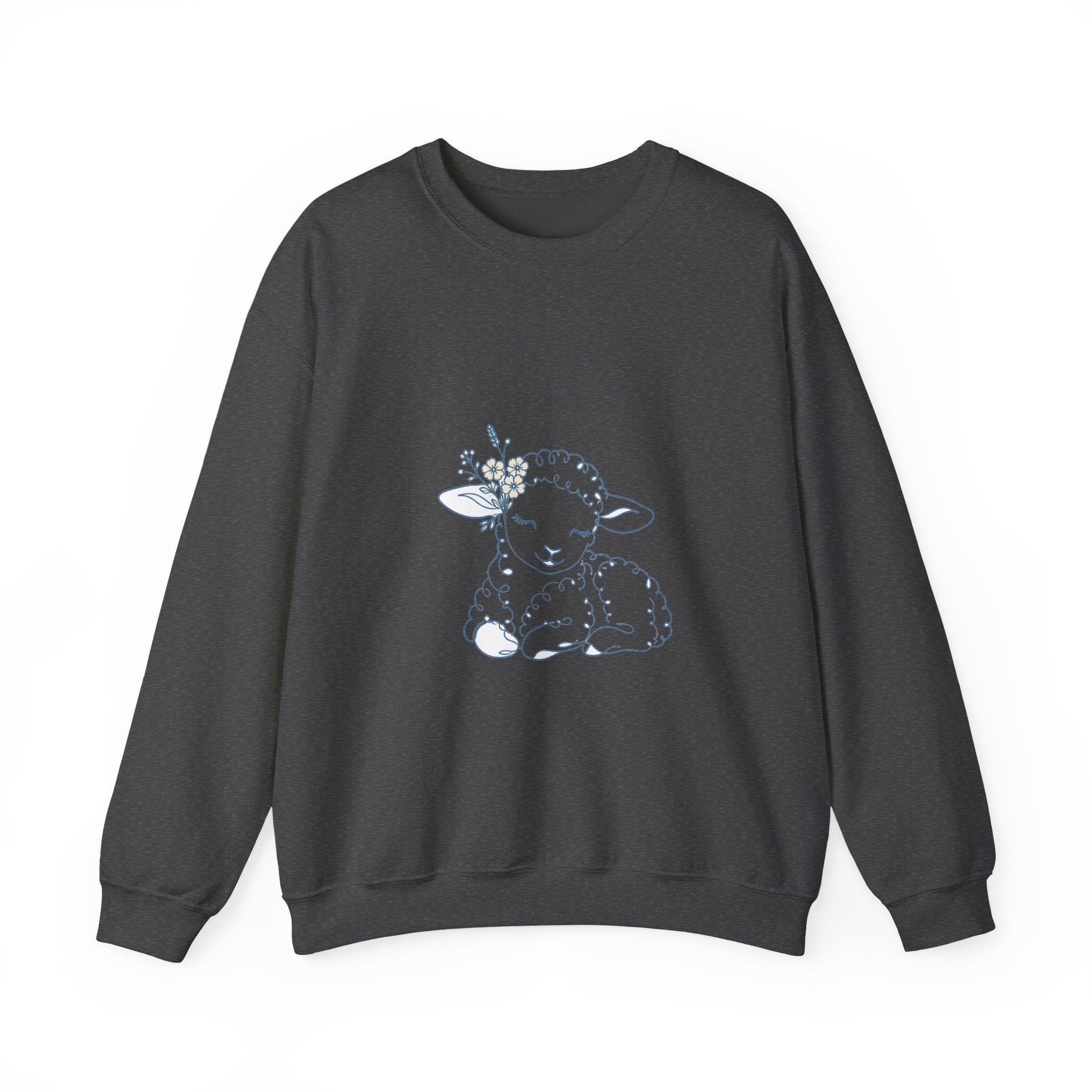 Matching Couple Sweatshirt - Lion & Lamb Matching Couple Crewneck Sweatshirt Minimalist Art His Hers Valentine Gift - Design B