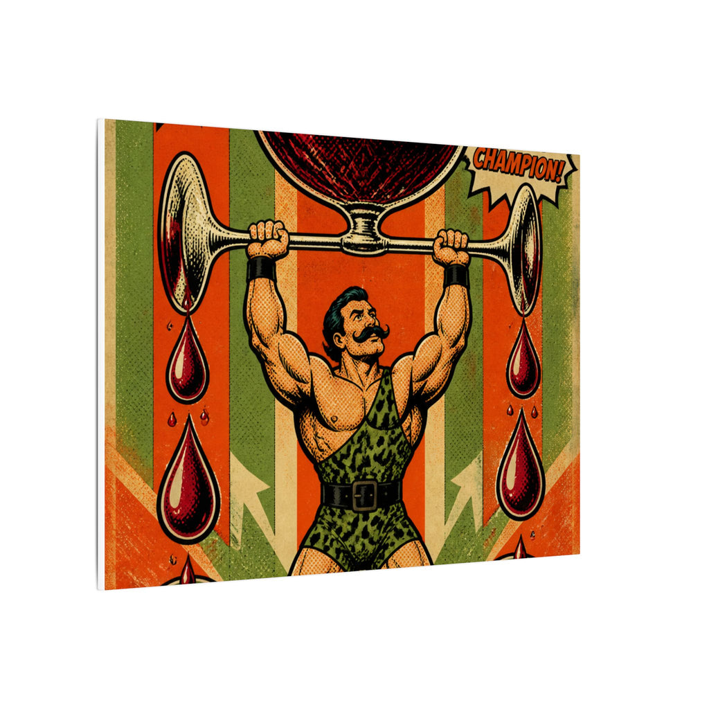 Wine Glass Strongman Wall Art Canvas 24×36 Pop Art Restaurant Decor Maximalist Print