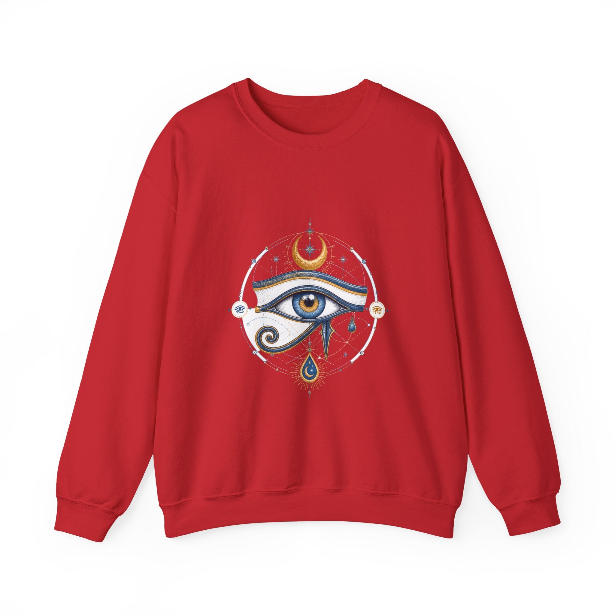 Matching Couple Sweatshirt - Eye of Ra & Horus Matching Couple Premium Fleece Sweatshirt Hand-Drawn Art His Hers Anniversary Gift - Design B