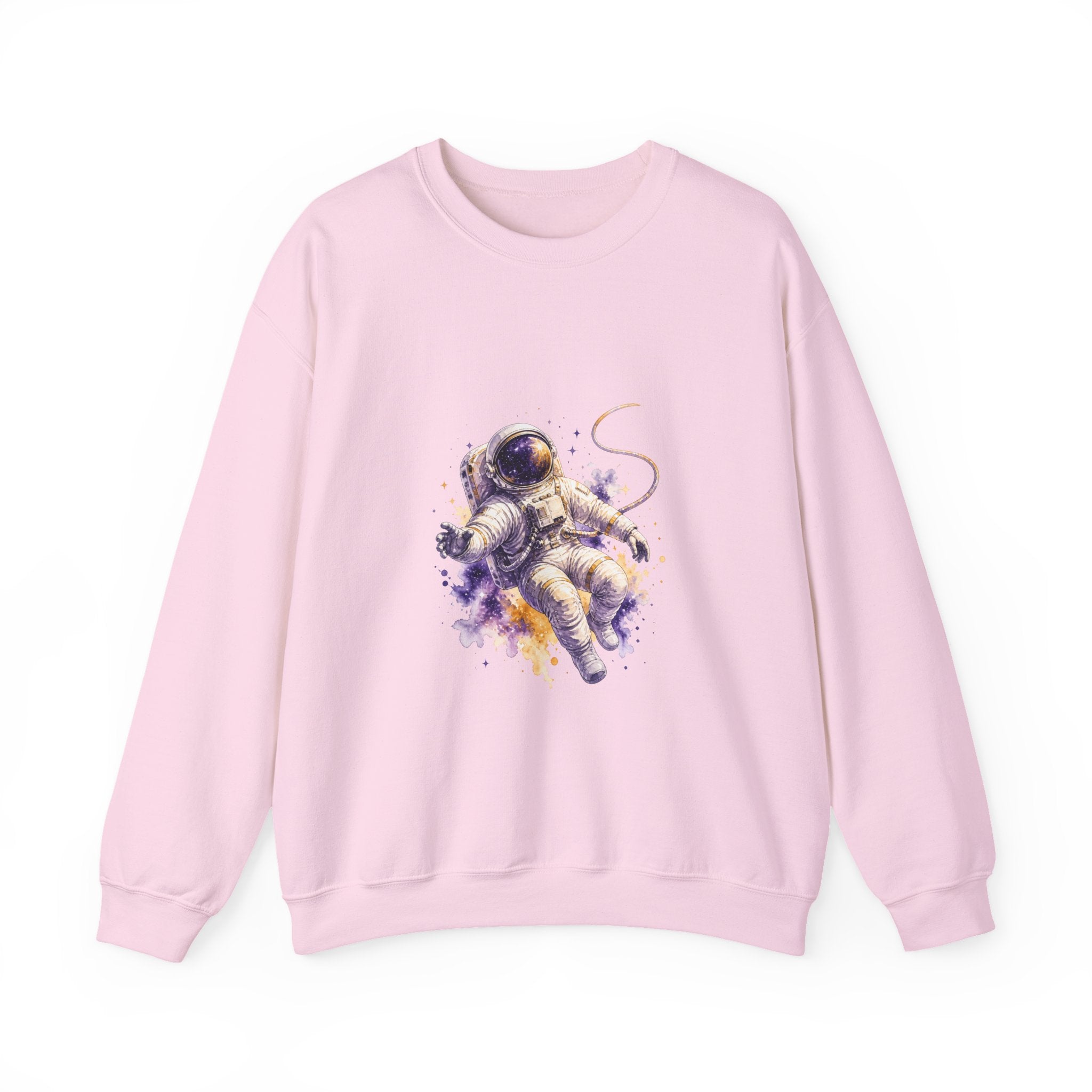 Matching Couple Sweatshirt - Astronaut & Planet Matching Couple Comfort Colors Crew Watercolor Art His Hers Birthday Gift - Design A