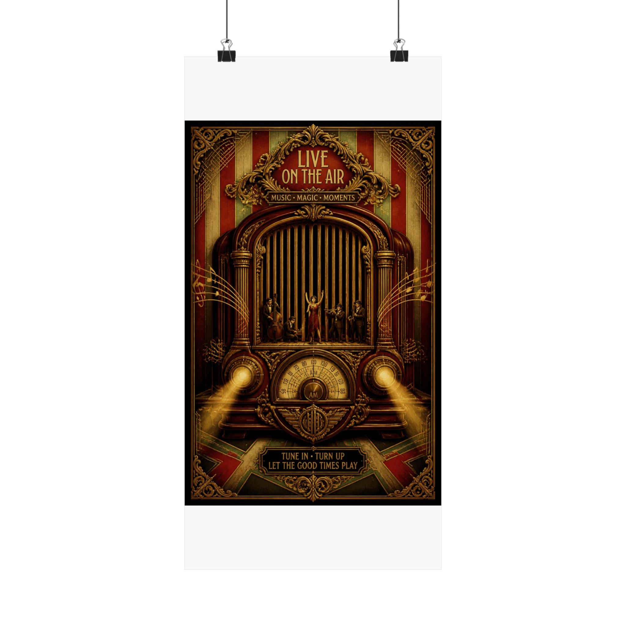 Vintage Radio Stage Wall Art Poster 24×36 Baroque Studio Decor Maximalist Print