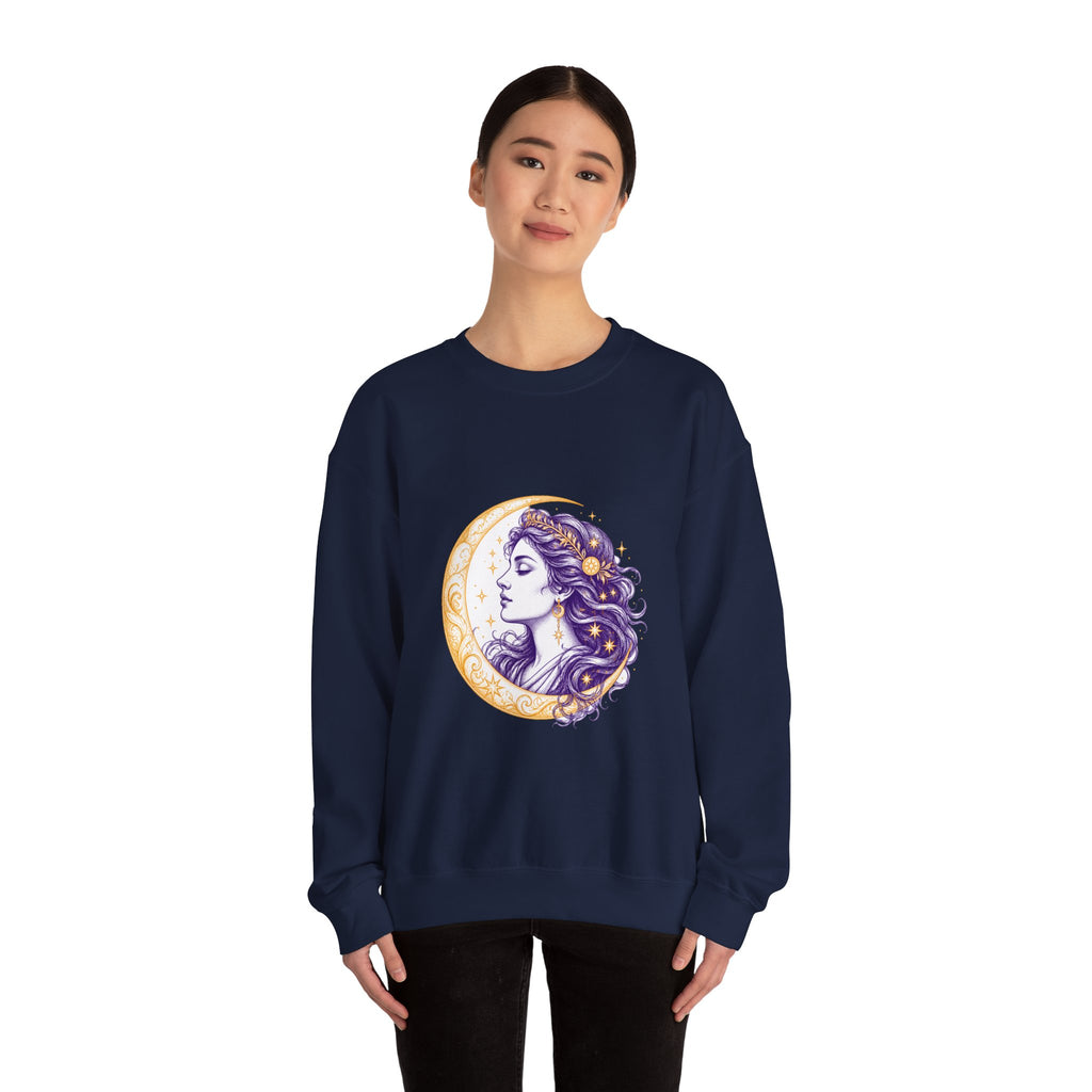 Matching Couple Sweatshirt - Helios & Selene Matching Couple Crewneck Sweatshirt Hand-Drawn Art His Hers Best Friend Gift - Design B