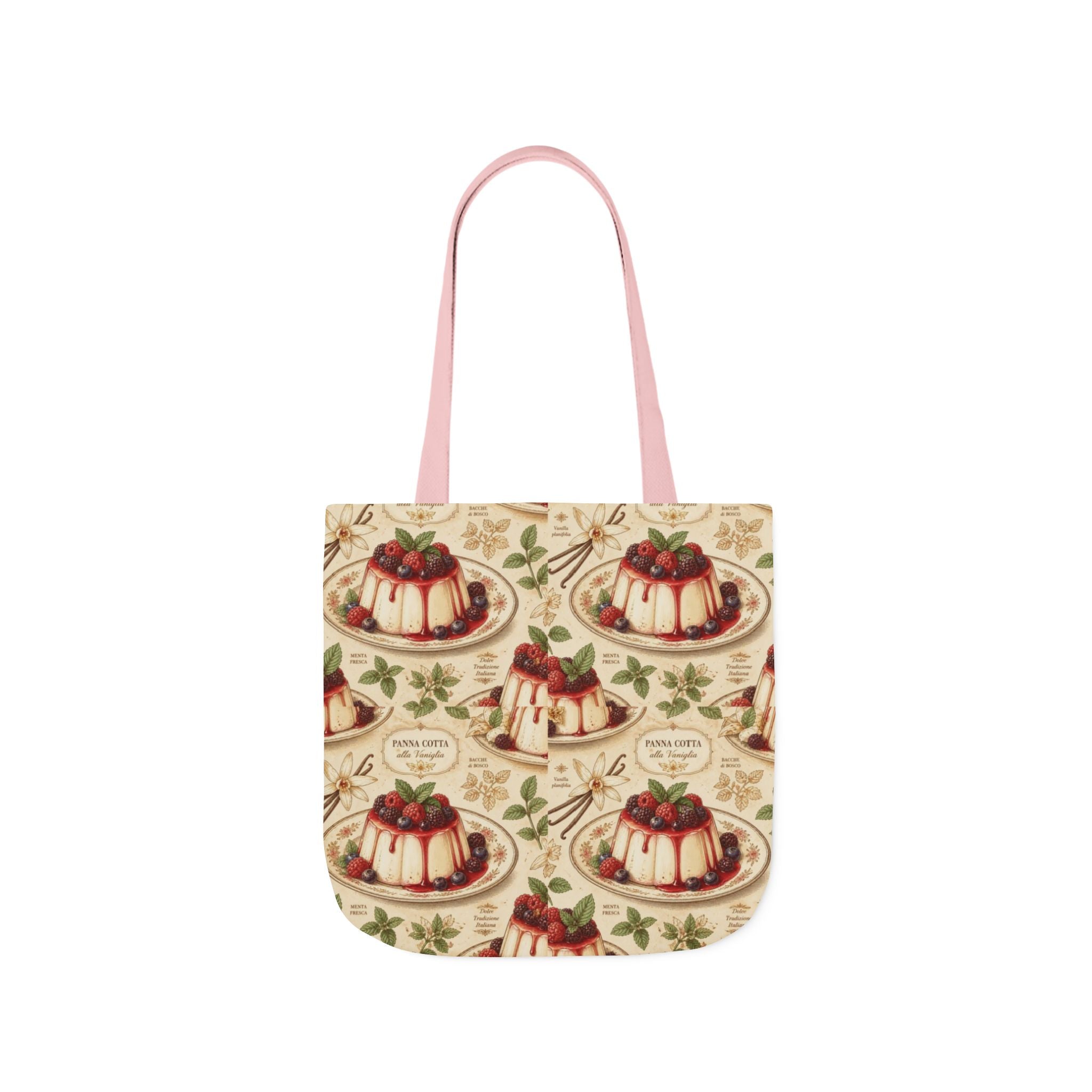 Panna Cotta Canvas Tote Bag Mediterranean Kitchen Botanical Design Italian Cottagecore Gift