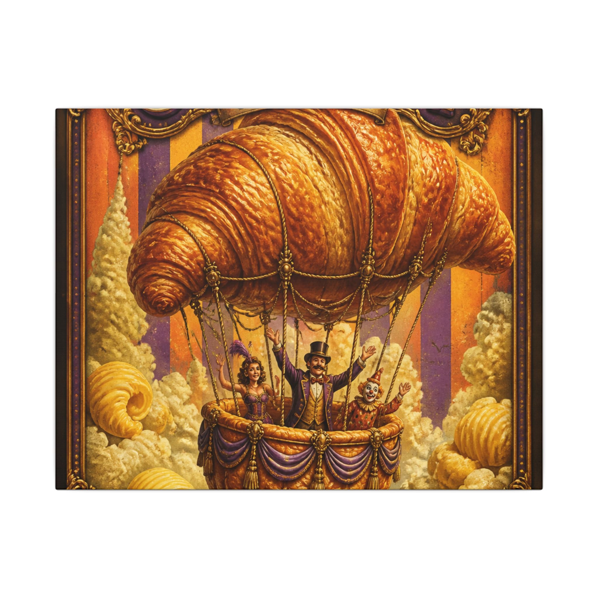 Croissant Hot Air Balloon Wall Art Canvas 16×20 Baroque Home Office Decor Maximalist Print
