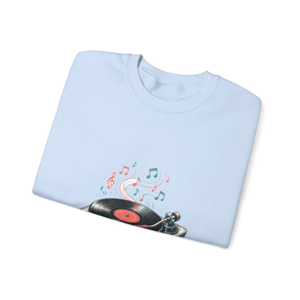 Matching Couple Sweatshirt - Vinyl & Cassette Matching Couple Comfort Colors Crew Hand-Drawn Art His Hers Anniversary Gift - Design A