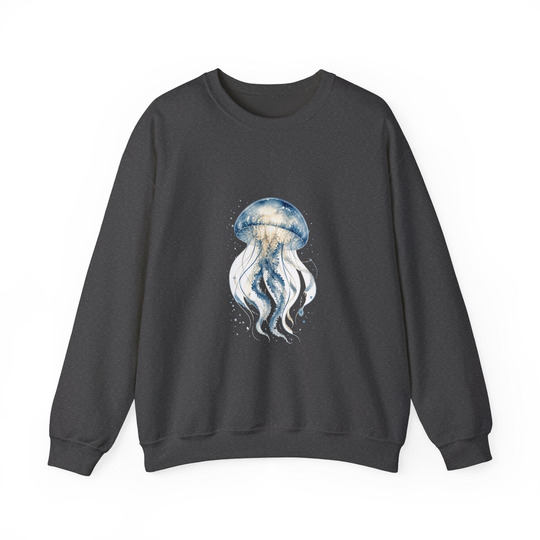 Matching Couple Sweatshirt - Octopus & Jellyfish Matching Couple Crewneck Sweatshirt Watercolor Art His Hers Engagement Gift - Design B