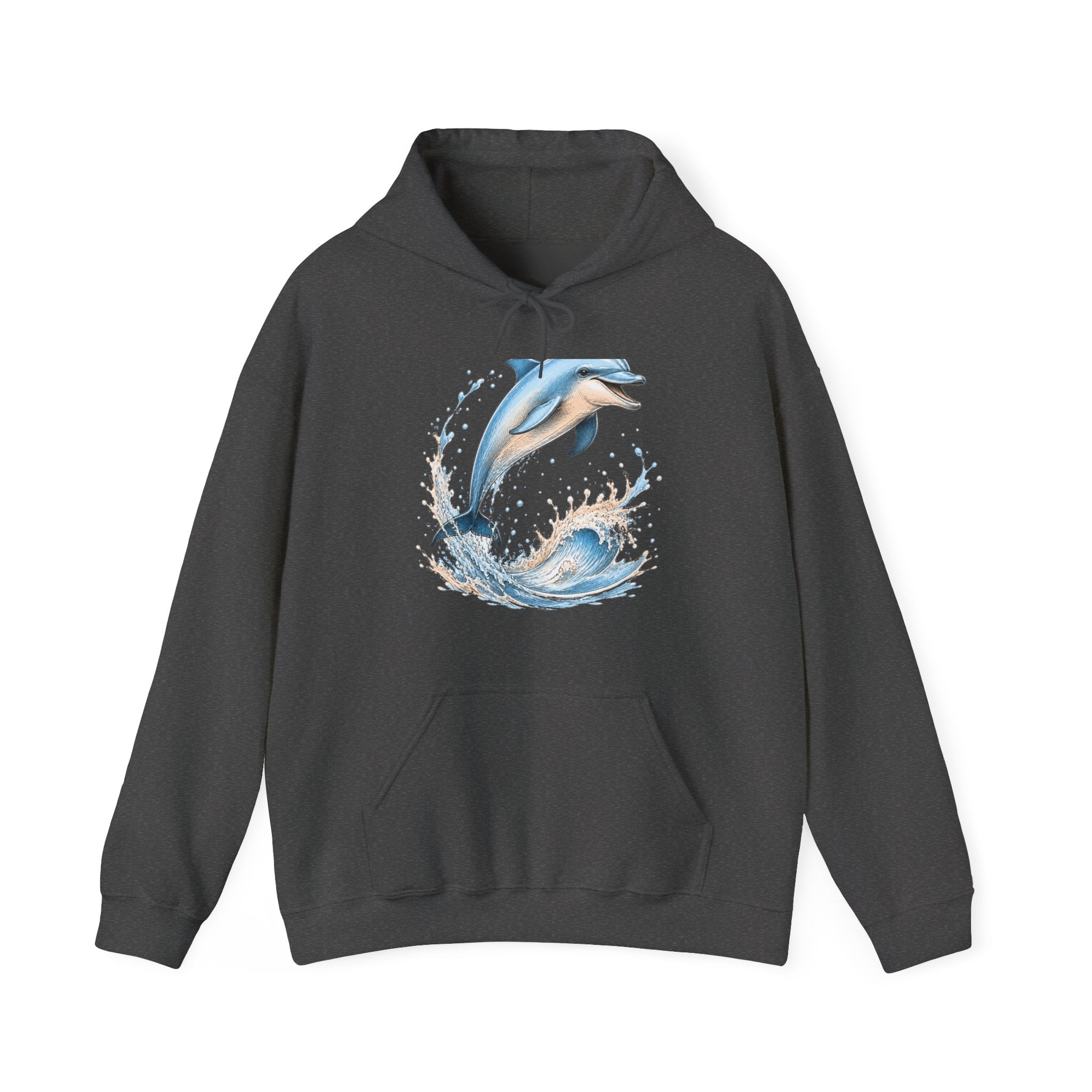Matching Couple Sweatshirt - Shark & Dolphin Matching Couple Hooded Sweatshirt Hand-Drawn Art His Hers Best Friend Gift - Design B