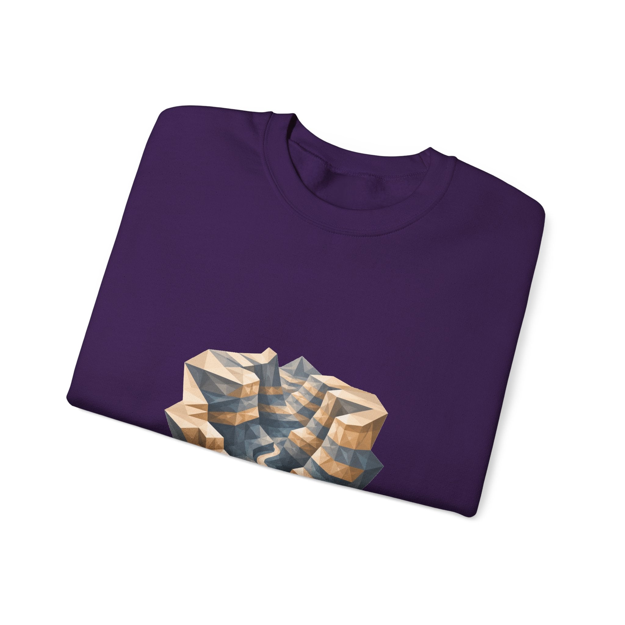 Matching Couple Sweatshirt - Lavender Fields & Canyon Matching Couple Crewneck Sweatshirt Geometric Art His Hers Couple Gift - Design B