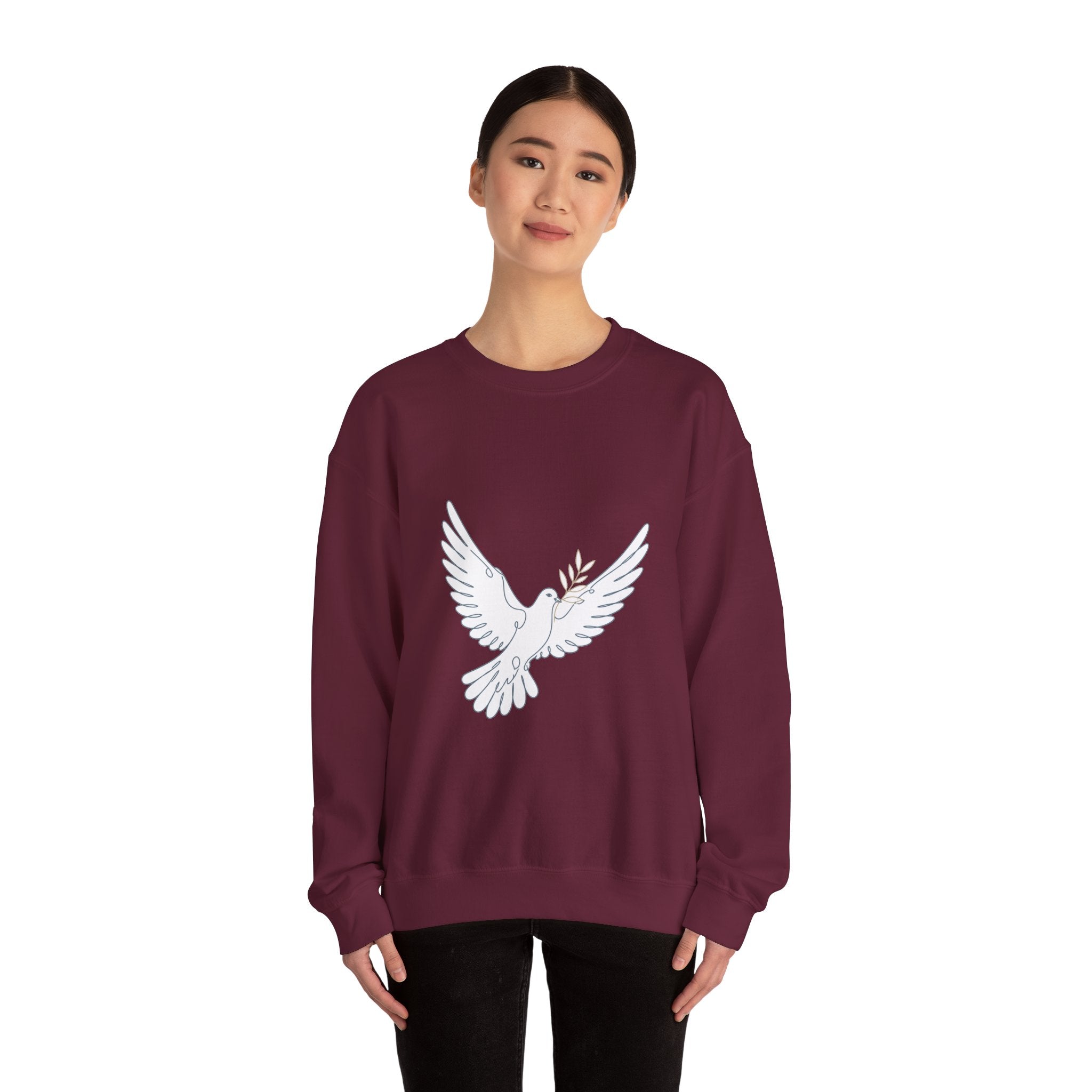 Matching Couple Sweatshirt - Wolf & Dove Matching Couple Comfort Colors Crew Minimalist Art His Hers Christmas Gift - Design B