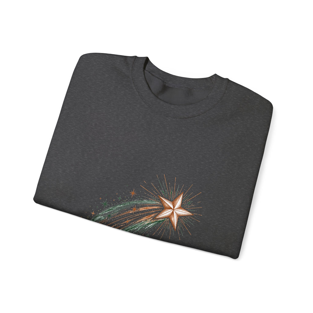 Matching Couple Sweatshirt - Shooting Star & North Star Matching Couple Comfort Colors Crew Hand-Drawn Art His Hers Anniversary Gift - Design A