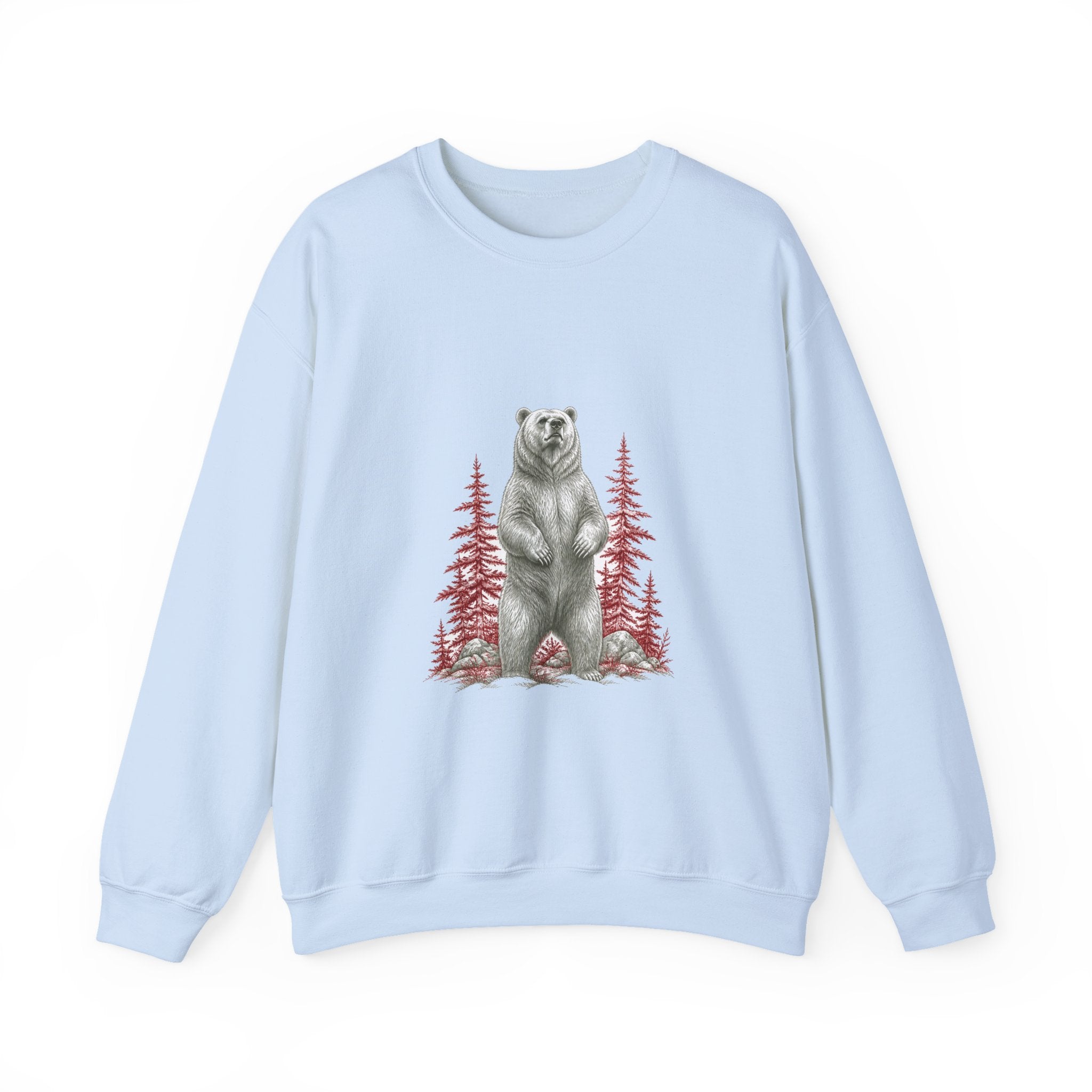 Matching Couple Sweatshirt - Bear & Deer Matching Couple Premium Fleece Sweatshirt Hand-Drawn Art His Hers Anniversary Gift - Design A