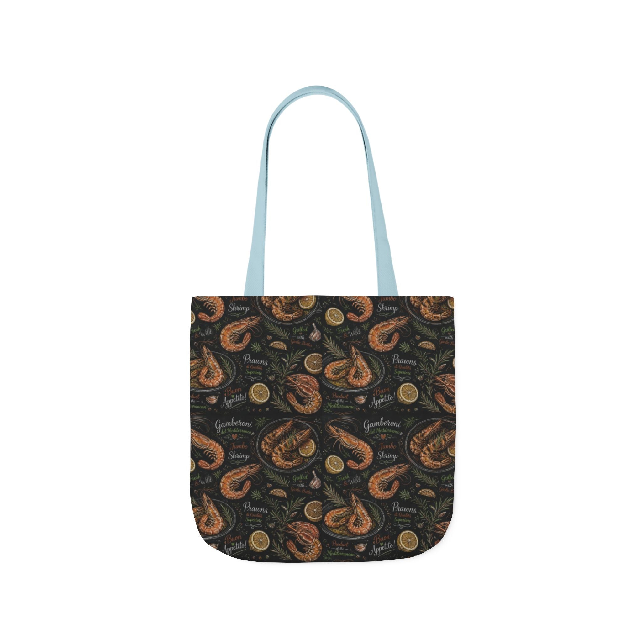 Mediterranean Shrimp Canvas Tote Bag Mediterranean Kitchen Chalk Art Design Italian Cottagecore Gift