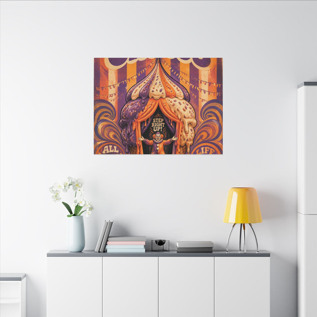 Ice Cream Cone Circus Tent Wall Art Canvas 16×20 Psychedelic Cafe Decor Maximalist Print
