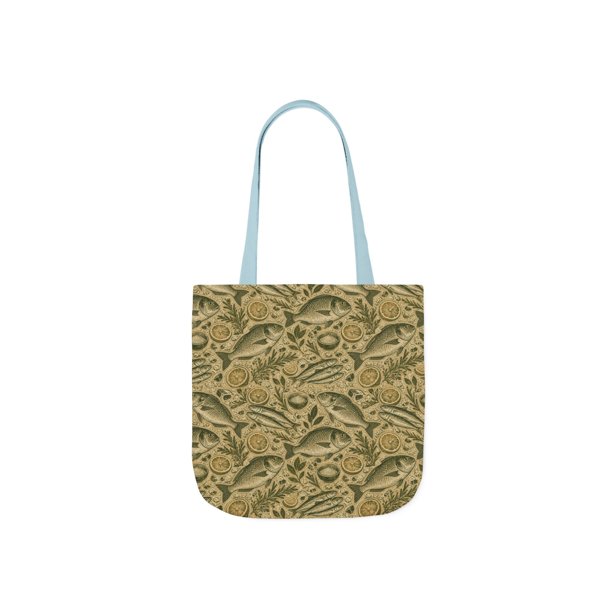Mediterranean Fish Canvas Tote Bag Mediterranean Kitchen Linocut Design Italian Cottagecore Gift