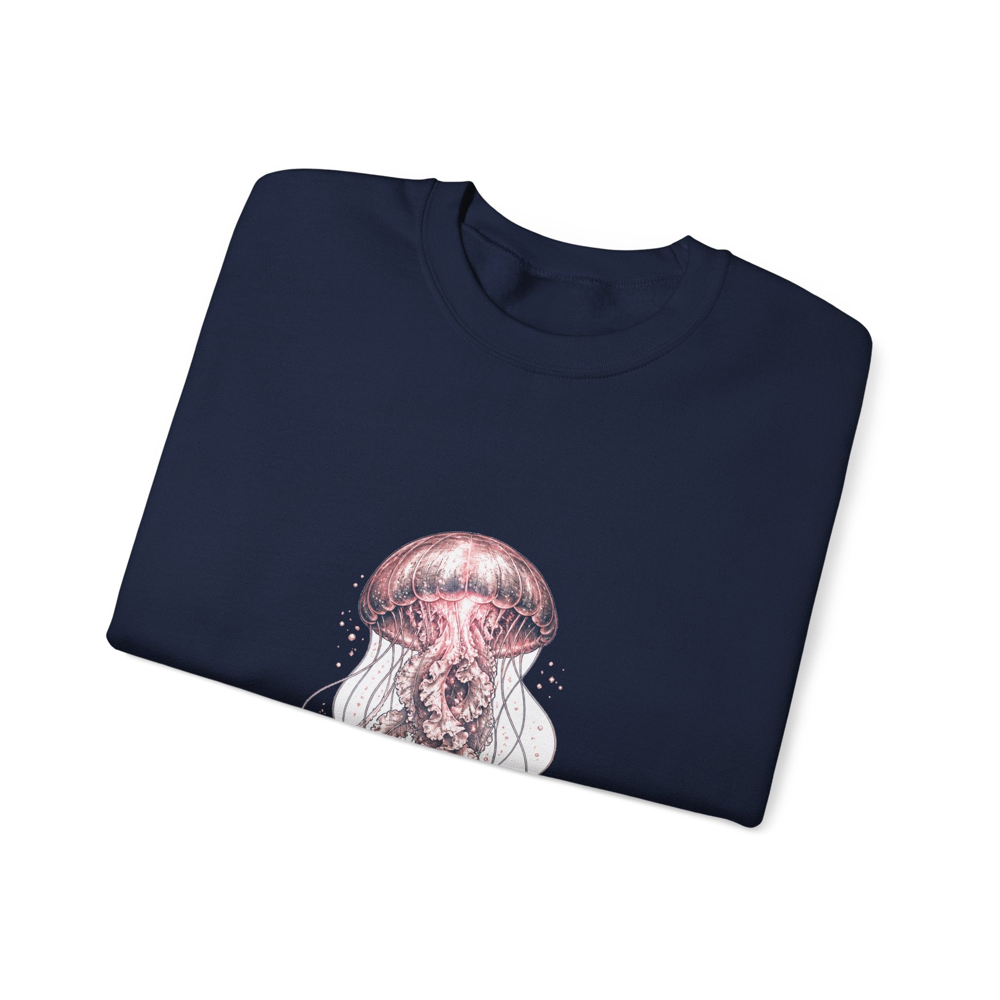 Matching Couple Sweatshirt - Octopus & Jellyfish Matching Couple Crewneck Sweatshirt Hand-Drawn Art His Hers Best Friend Gift - Design B
