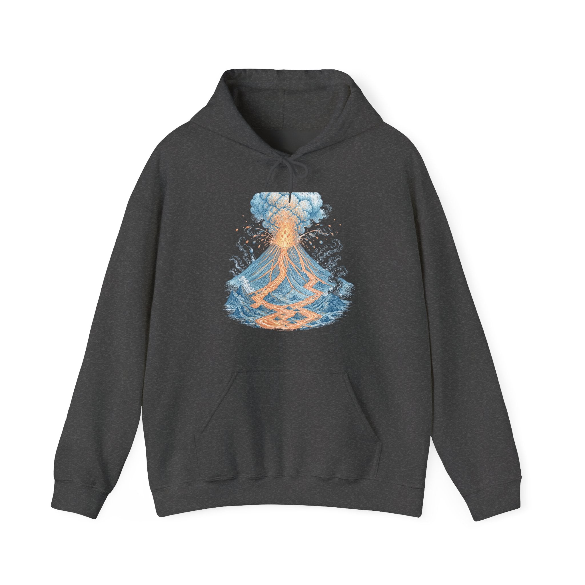 Matching Couple Sweatshirt - Volcano & Glacier Matching Couple Hooded Sweatshirt Vintage Art His Hers Wedding Gift - Design A