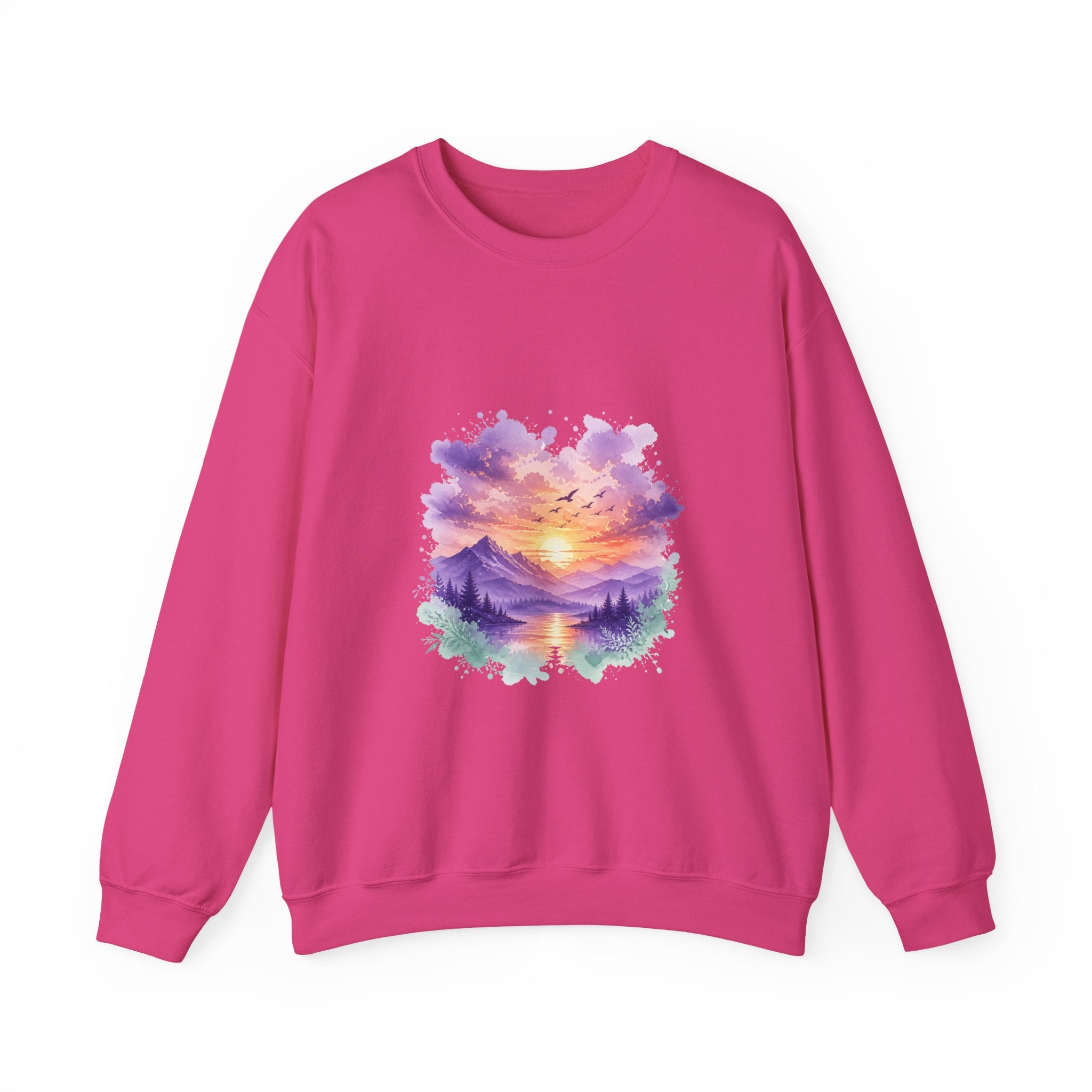 Matching Couple Sweatshirt - Sunrise & Sunset Matching Couple Comfort Colors Crew Watercolor Art His Hers Birthday Gift - Design B
