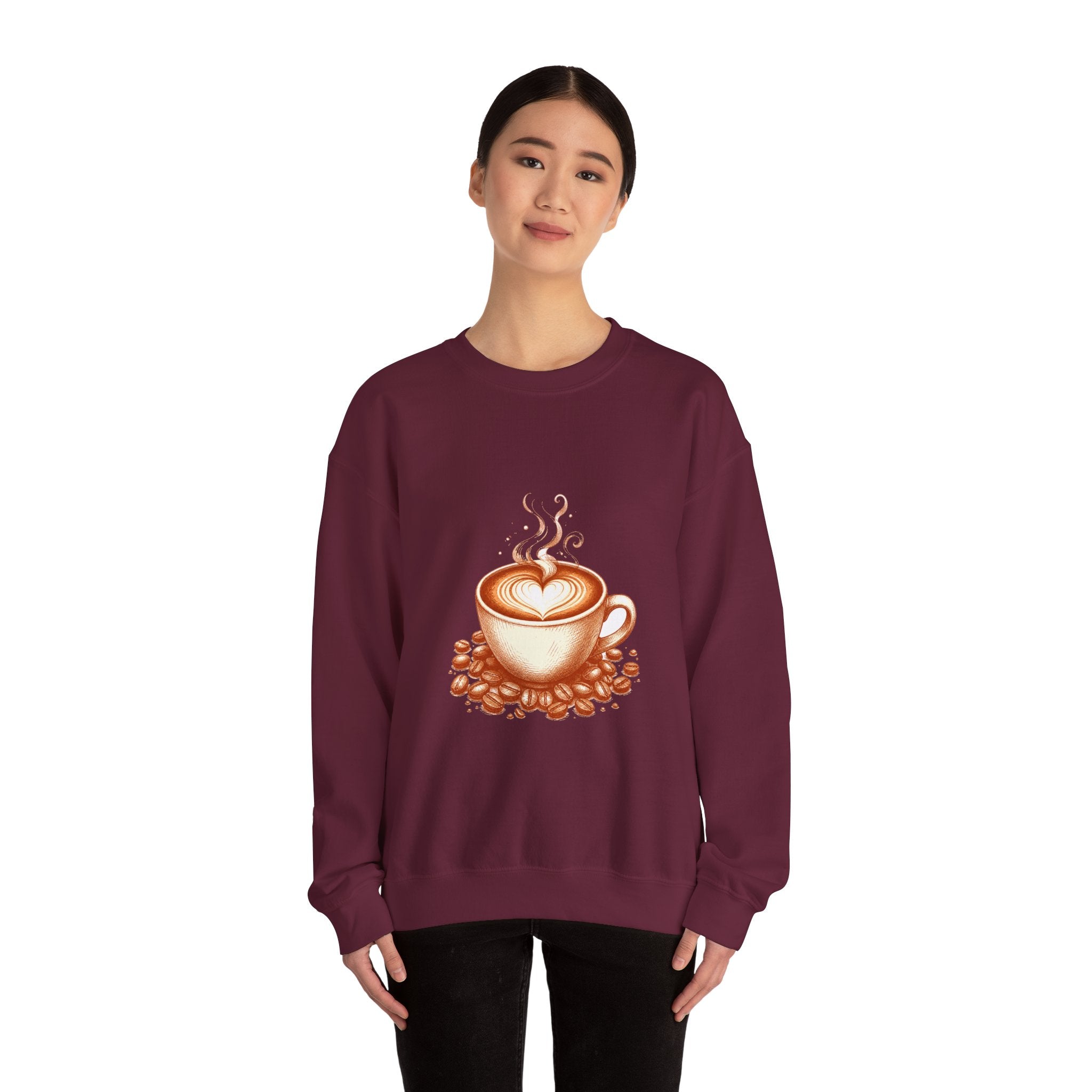 Matching Couple Sweatshirt - Coffee & Tea Matching Couple Crewneck Sweatshirt Hand-Drawn Art His Hers Best Friend Gift - Design A