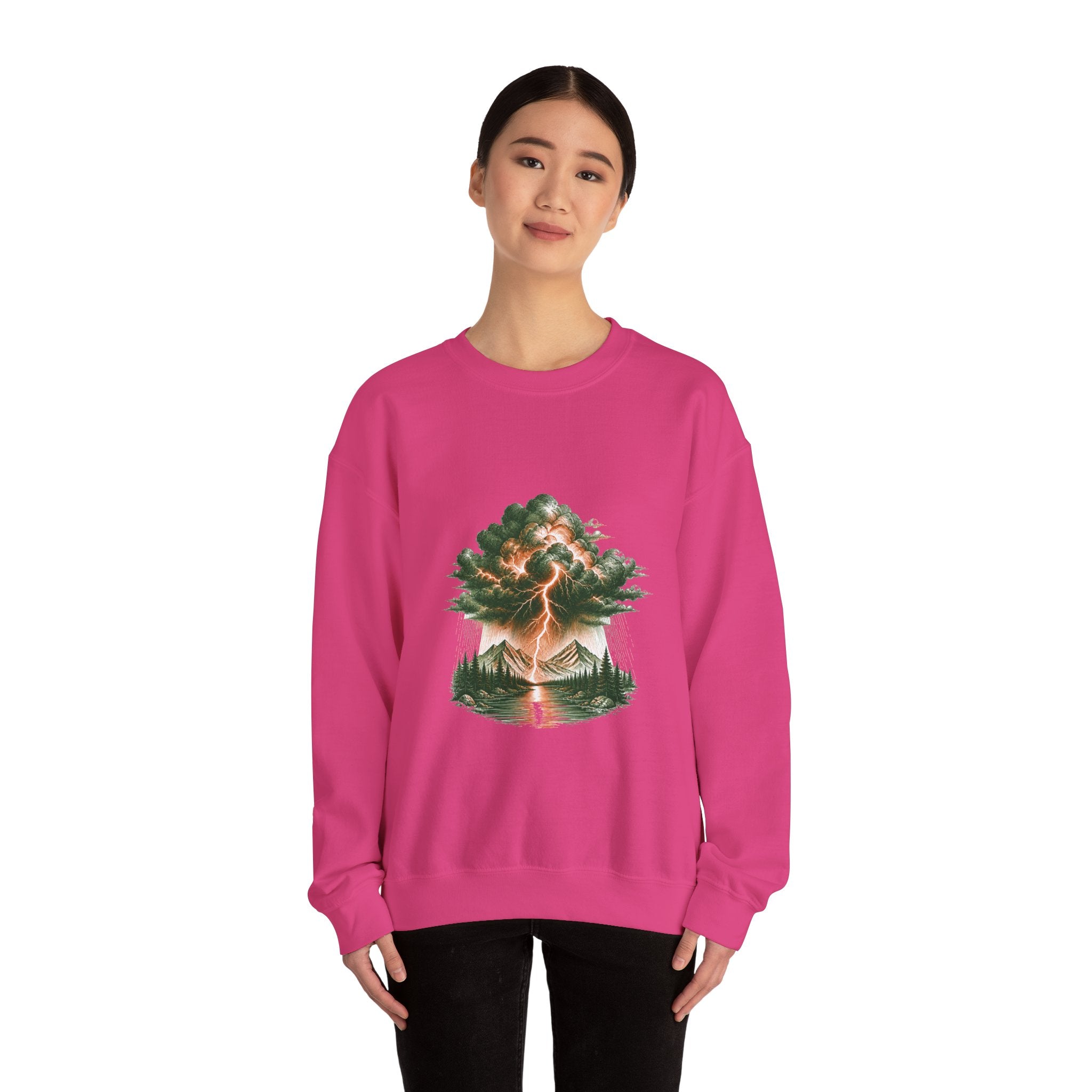 Matching Couple Sweatshirt - Storm & Rainbow Matching Couple Premium Fleece Sweatshirt Hand-Drawn Art His Hers Anniversary Gift - Design A