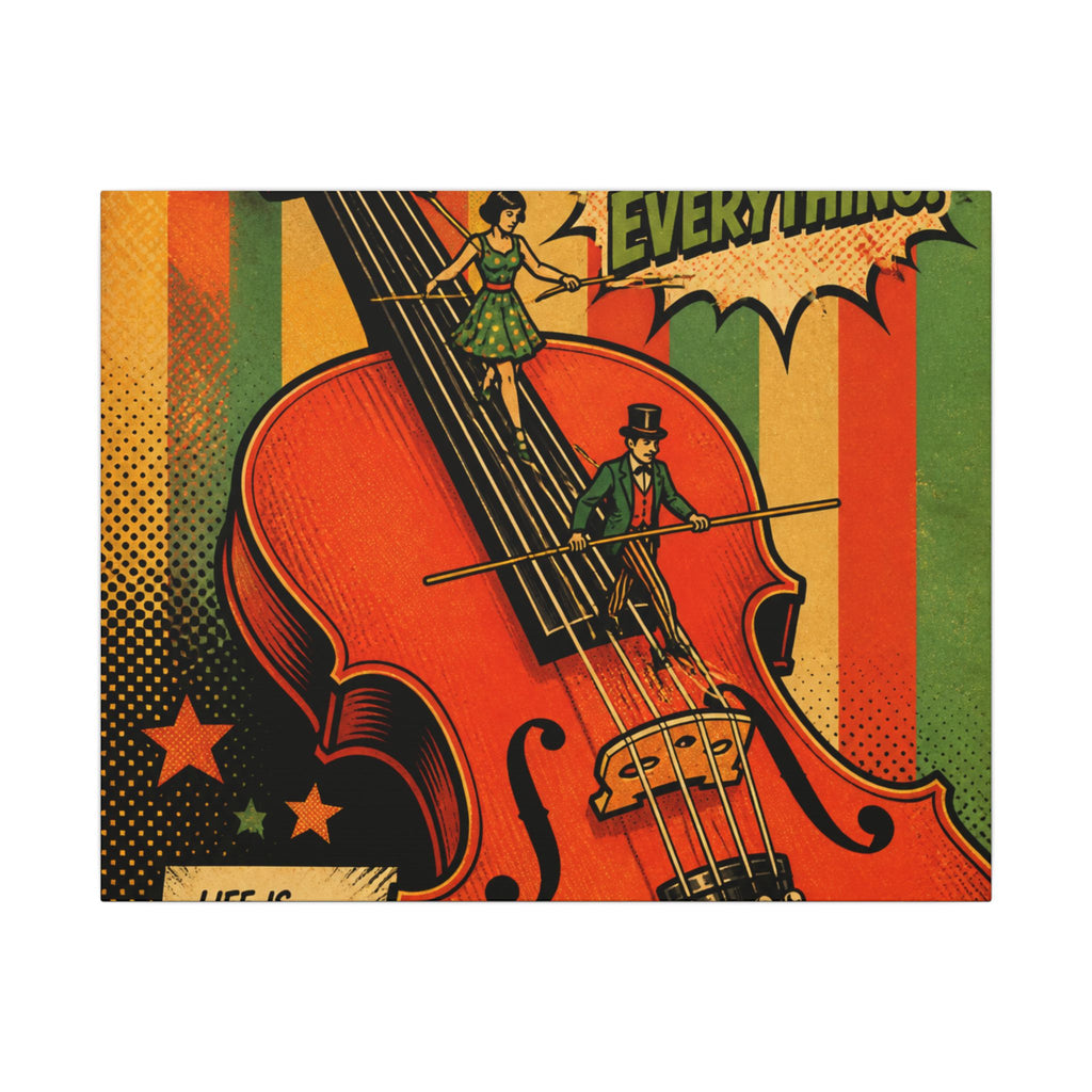Violin Tightrope Bridge Wall Art Canvas 24×36 Pop Art Restaurant Decor Maximalist Print