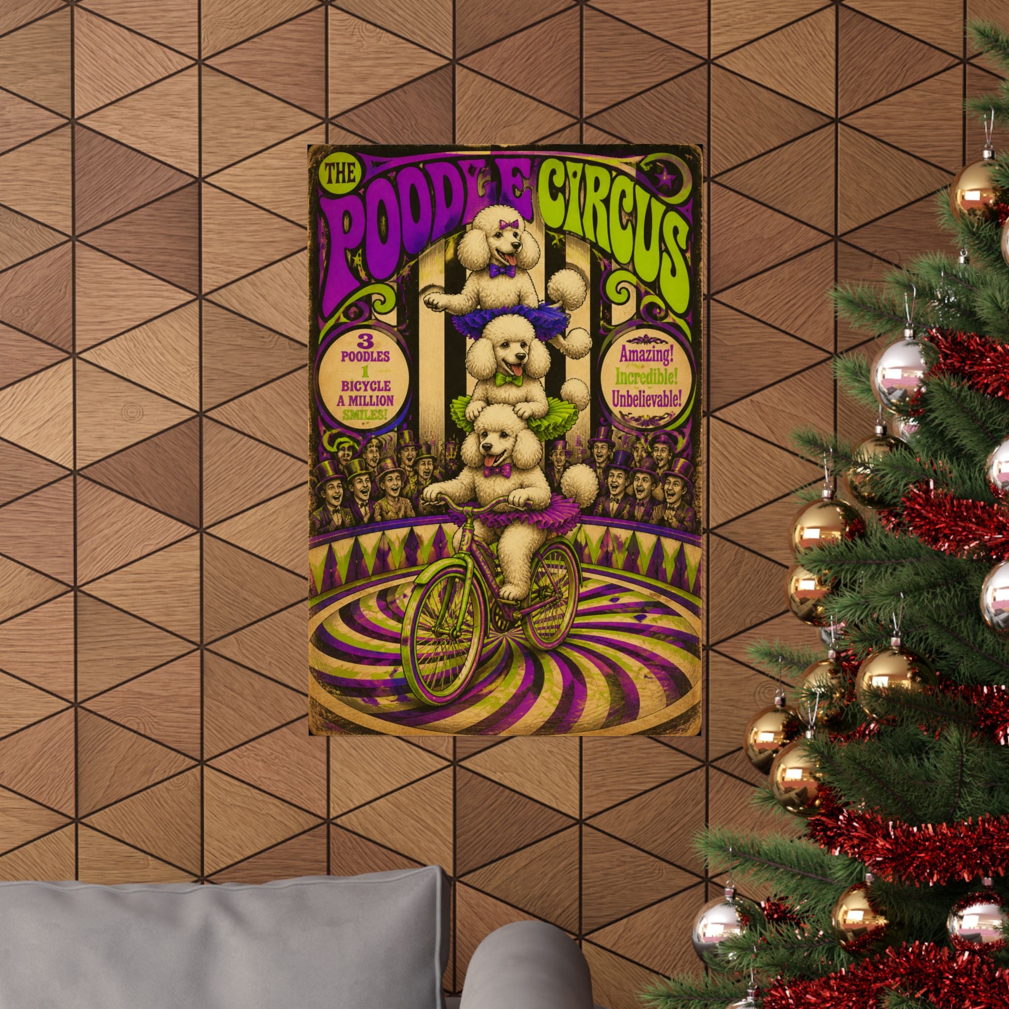 Poodle Stack Bicycle Wall Art Poster 24×36 Psychedelic Dining Room Decor Maximalist Print