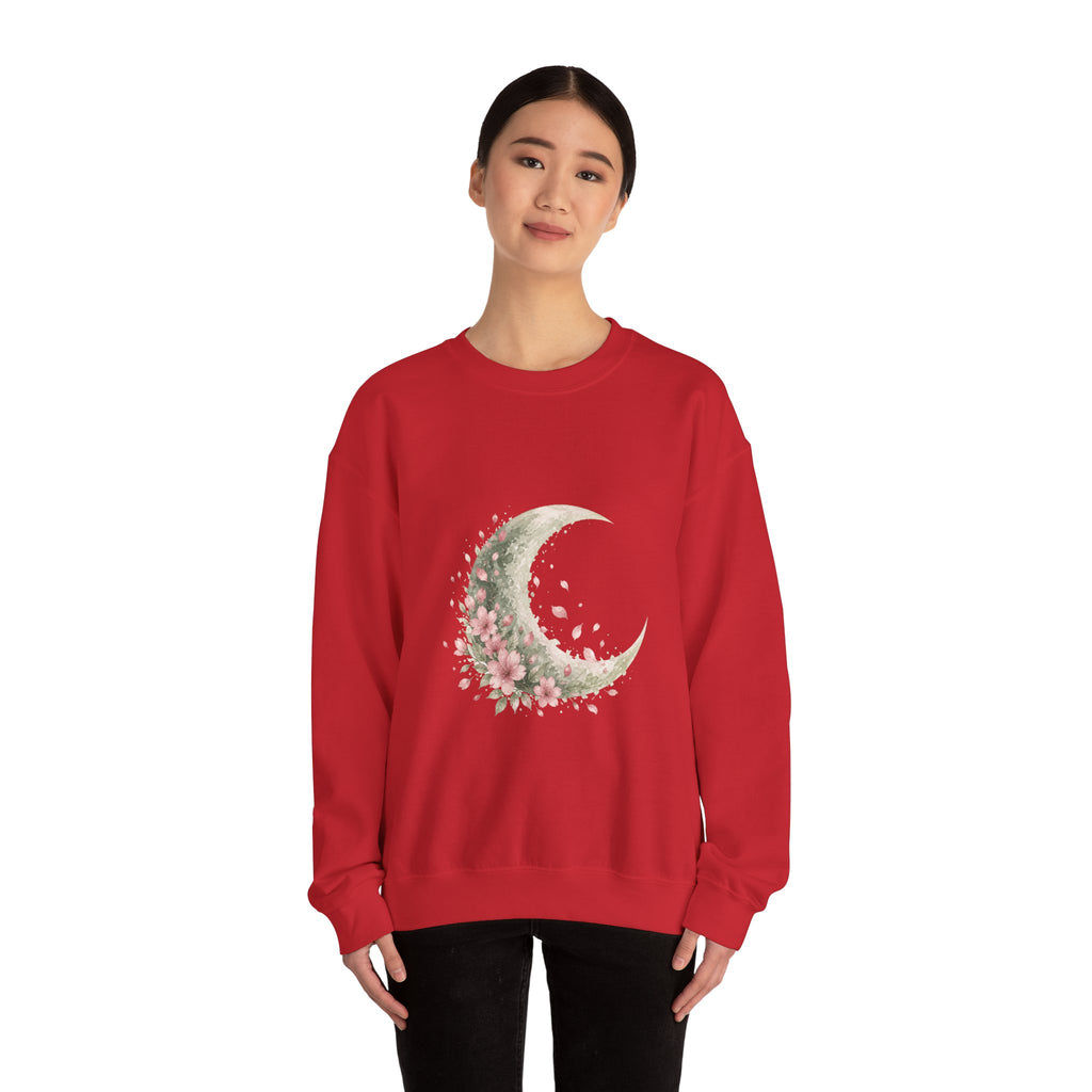 Matching Couple Sweatshirt - Waxing & Waning Moon Matching Couple Crewneck Sweatshirt Watercolor Art His Hers Engagement Gift - Design B