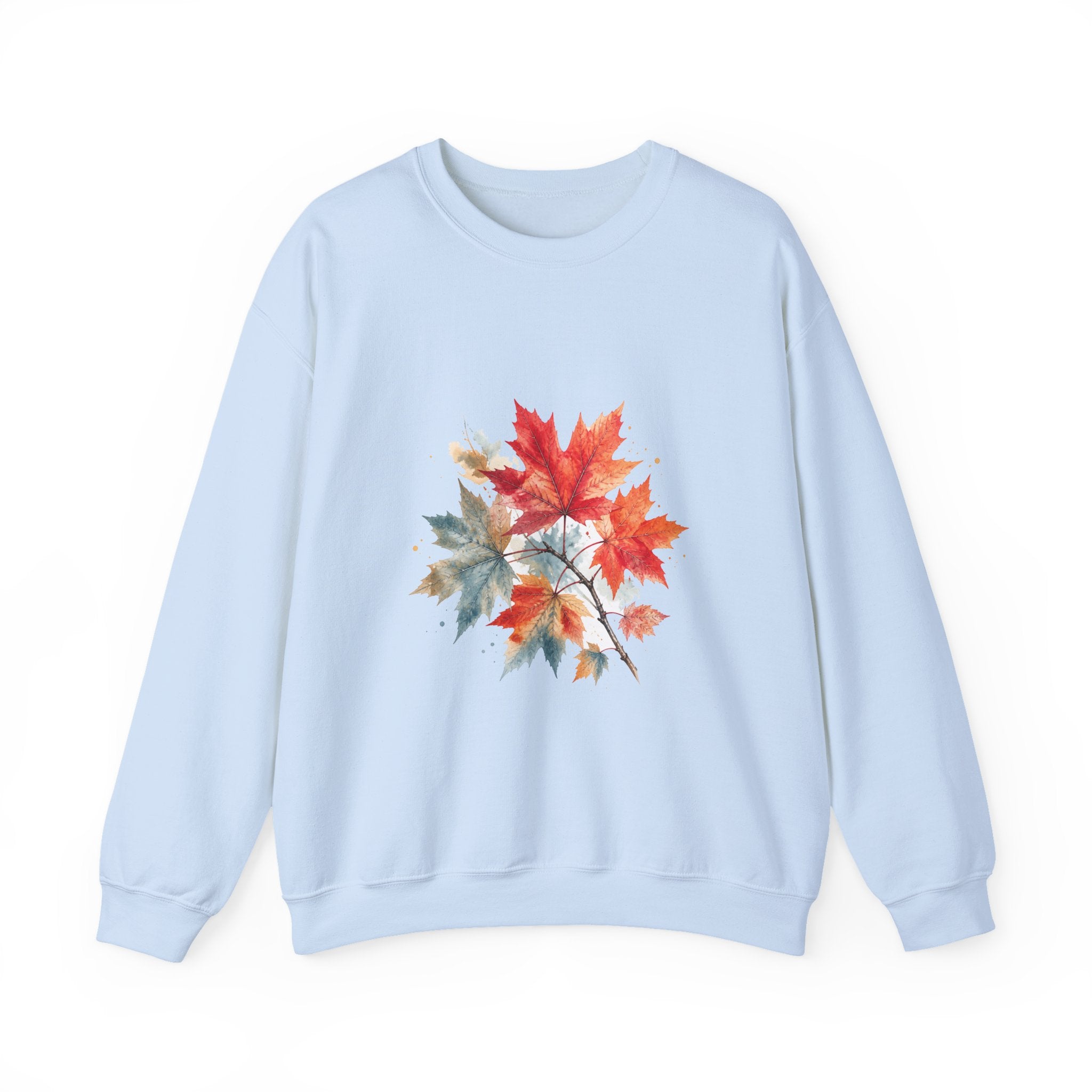Matching Couple Sweatshirt - Cherry Blossom & Maple Leaf Matching Couple Crewneck Sweatshirt Watercolor Art His Hers Engagement Gift - Design B