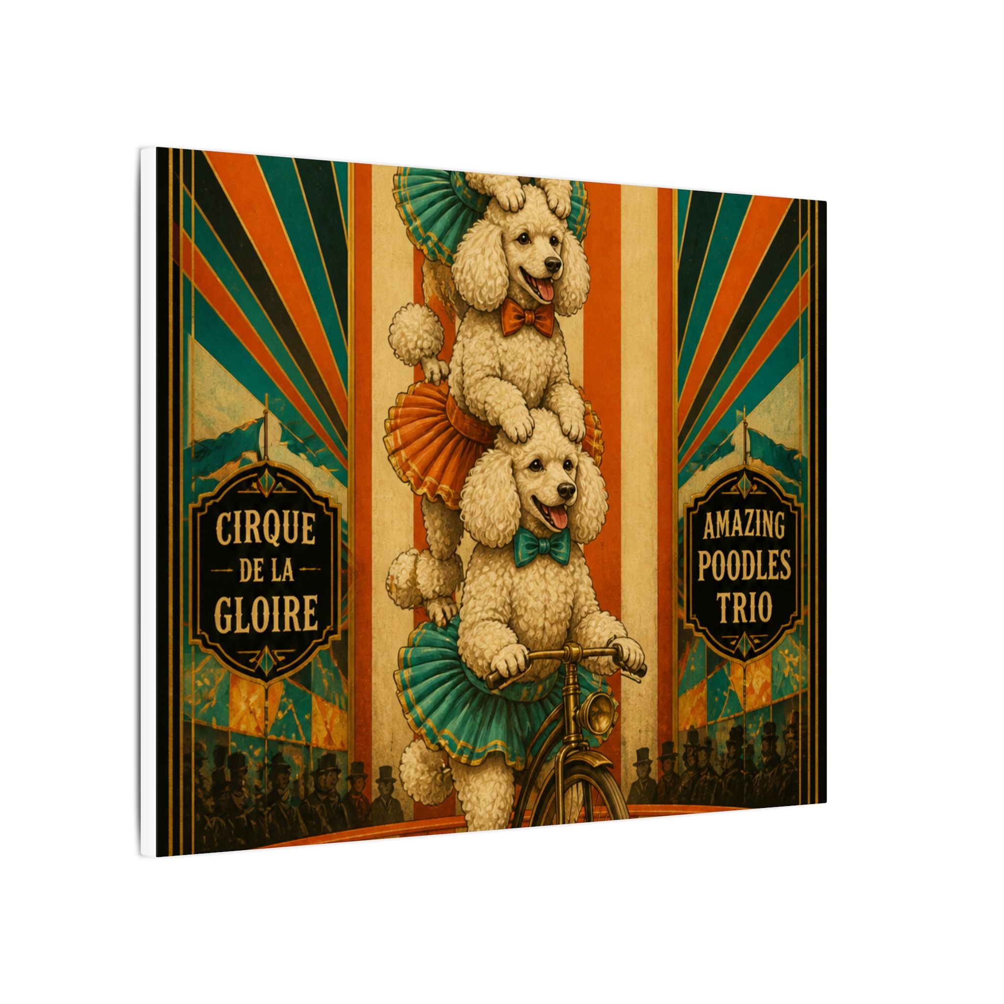Poodle Stack Bicycle Wall Art Canvas 24×36 Art Deco Bar Area Decor Maximalist Print
