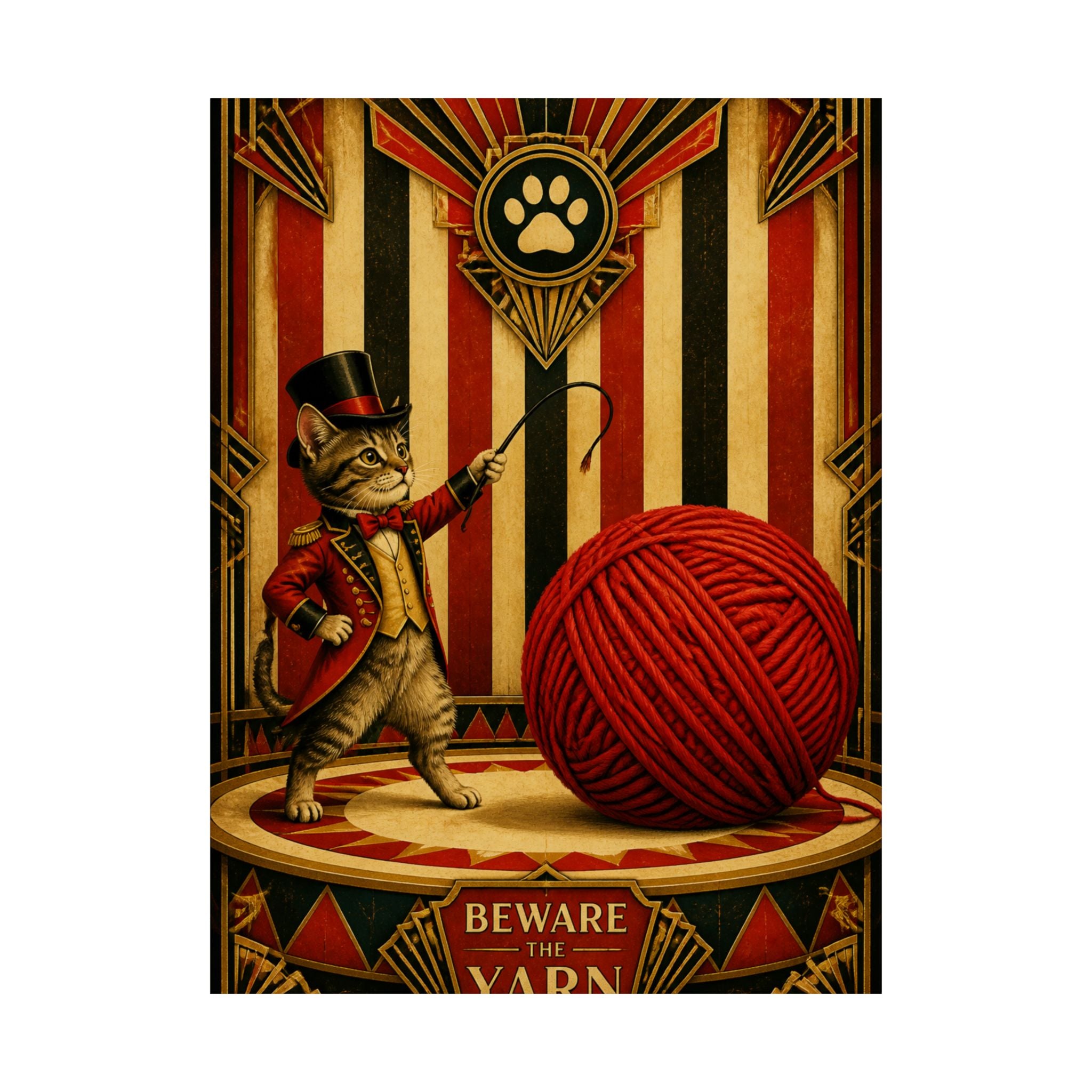 Cat Lion Tamer Wall Art Poster 24×36 Art Deco Bar Area Decor Maximalist Print