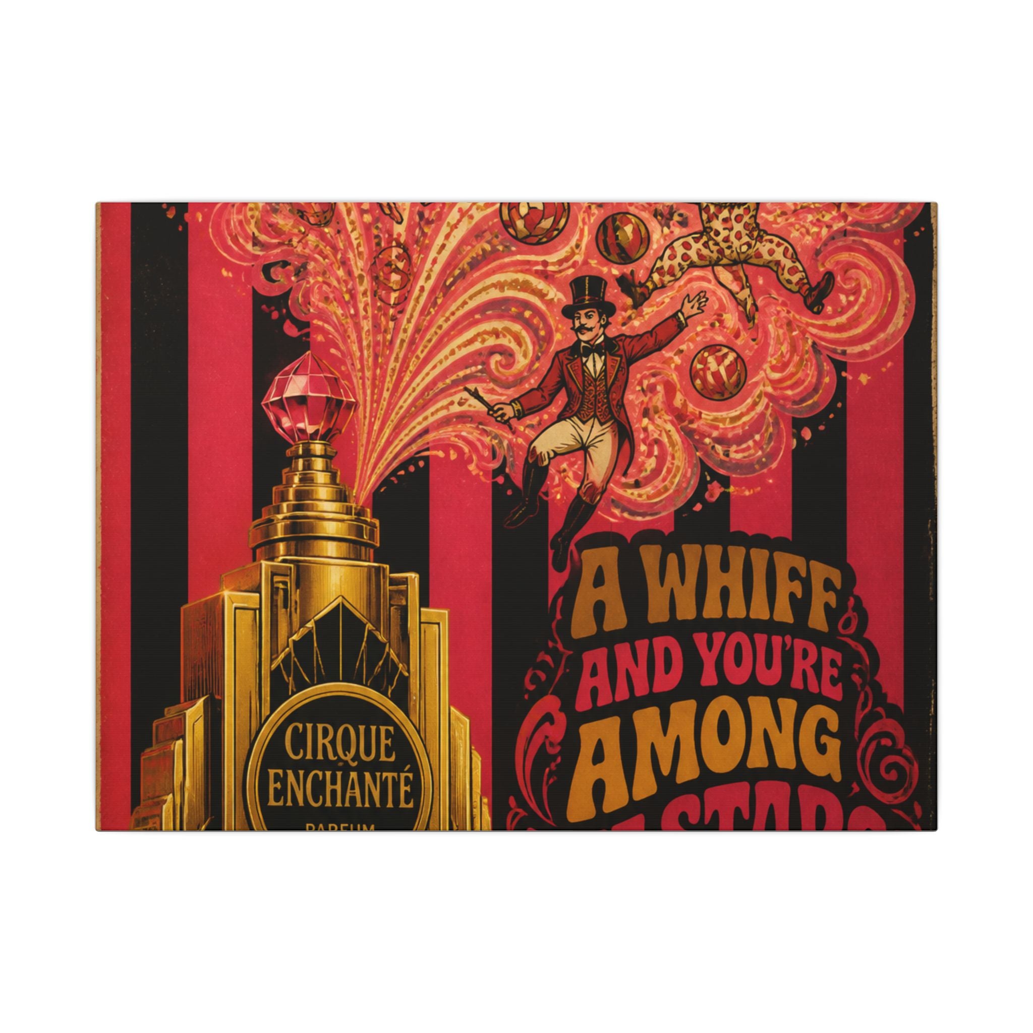 Perfume Bottle Fountain Wall Art Canvas 24×36 Psychedelic Dining Room Decor Maximalist Print