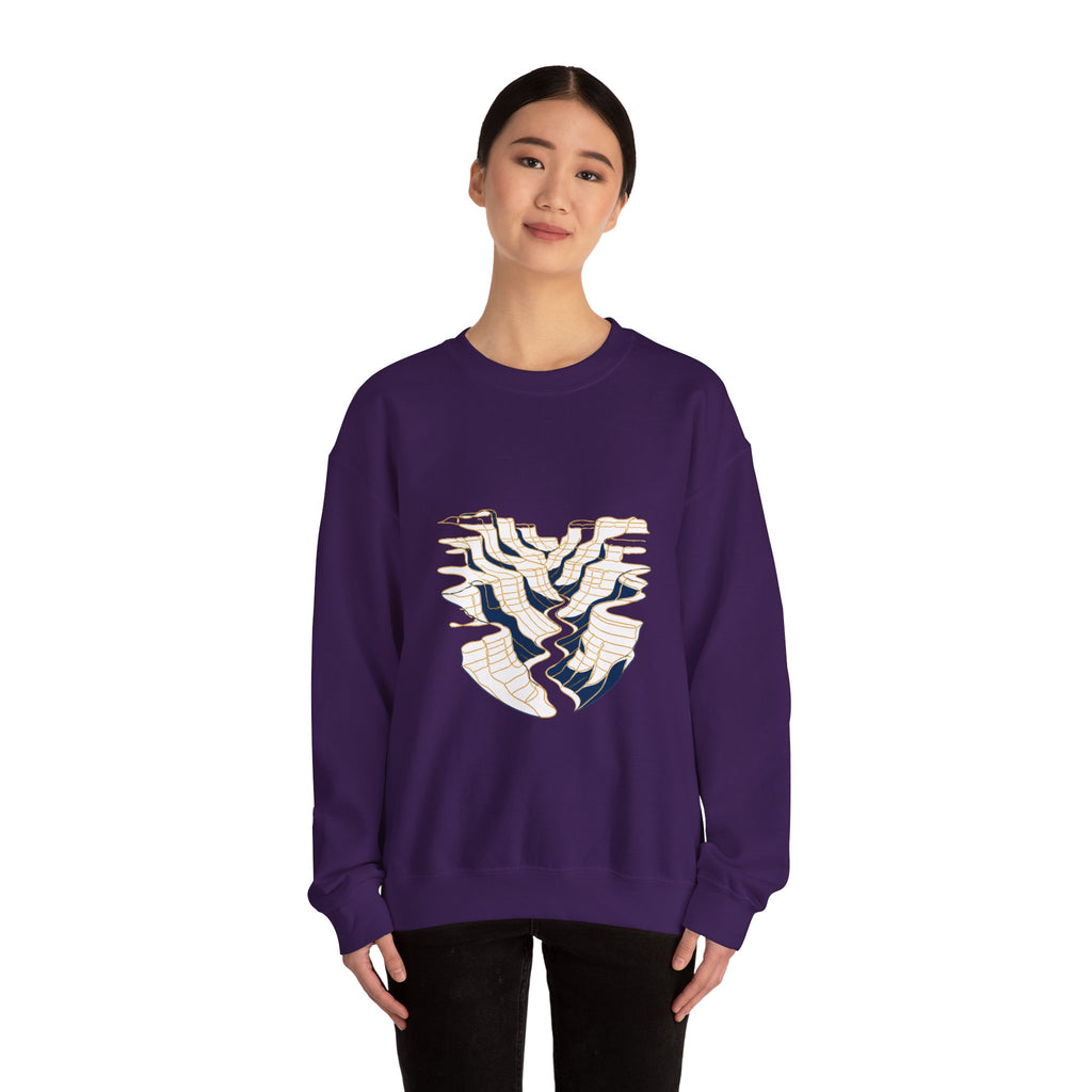 Matching Couple Sweatshirt - Lavender Fields & Canyon Matching Couple Crewneck Sweatshirt Minimalist Art His Hers Valentine Gift - Design B