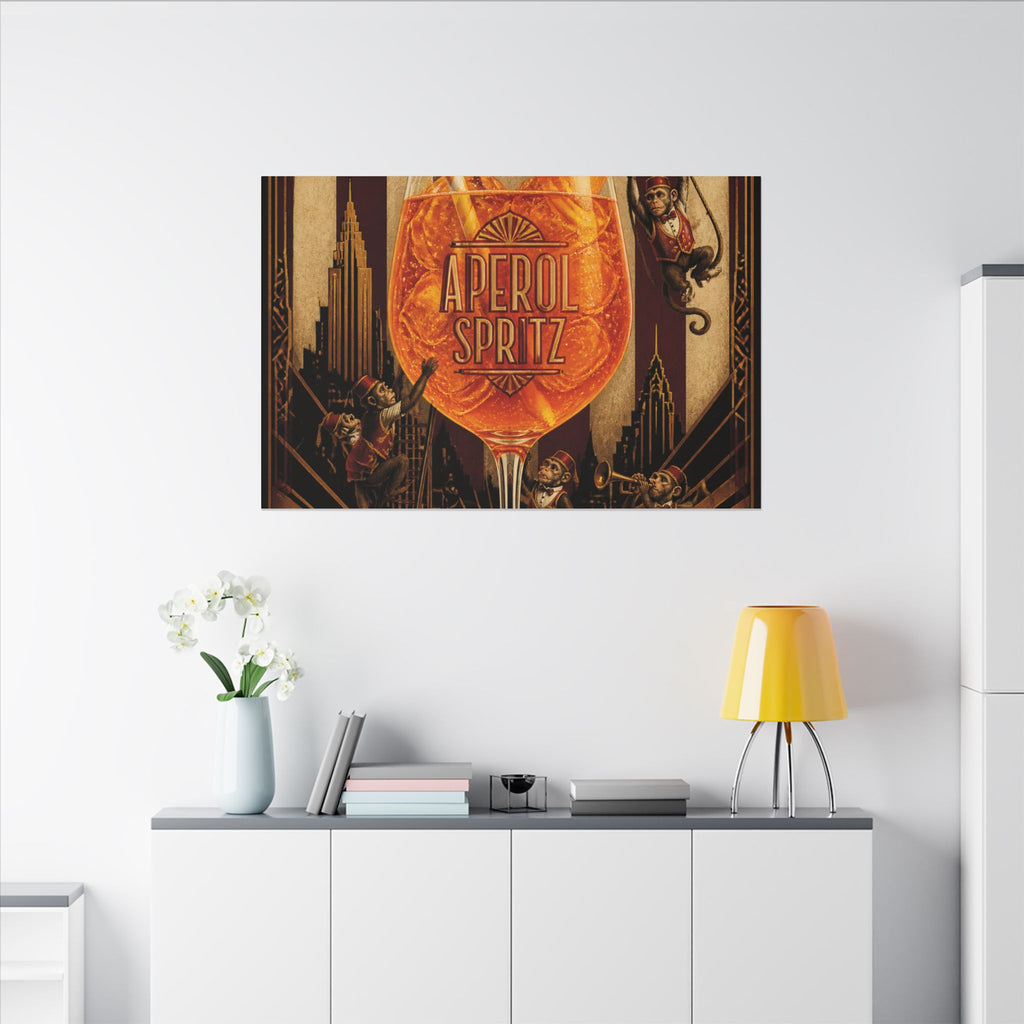 Aperol Spritz Monkeys Wall Art Canvas 24×36 Art Deco Bar Area Decor Maximalist Print