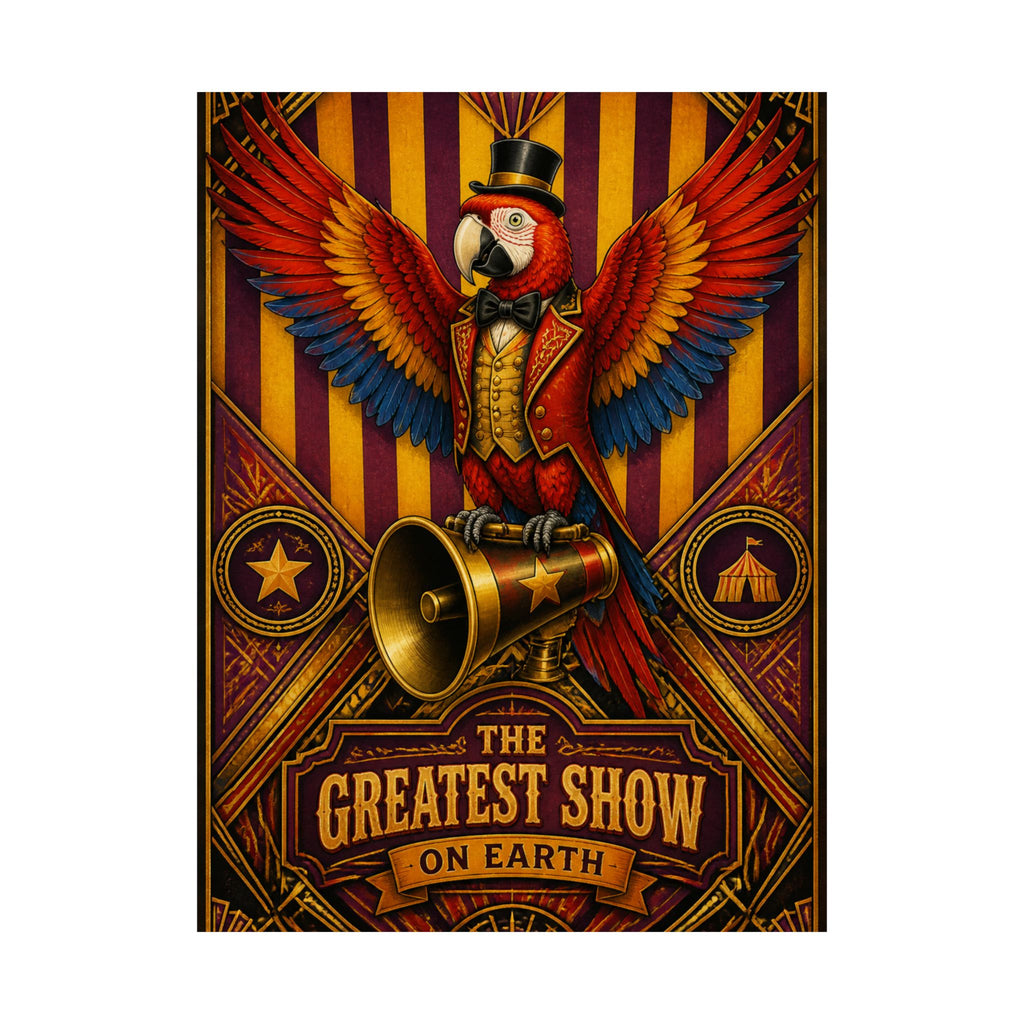 Parrot Ringmaster Wall Art Poster 24×36 Art Deco Bar Area Decor Maximalist Print