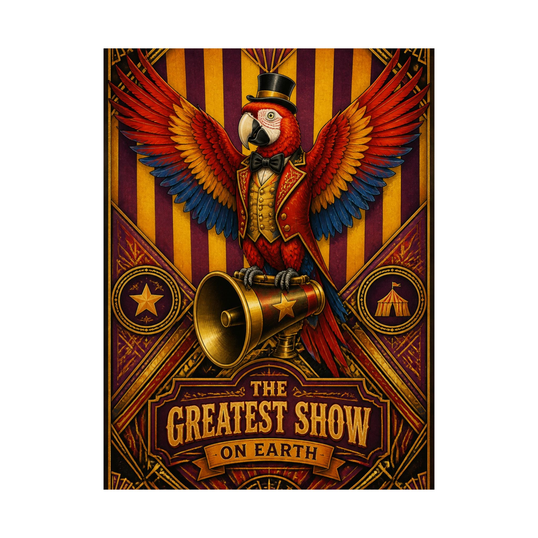 Parrot Ringmaster Wall Art Poster 24×36 Art Deco Bar Area Decor Maximalist Print