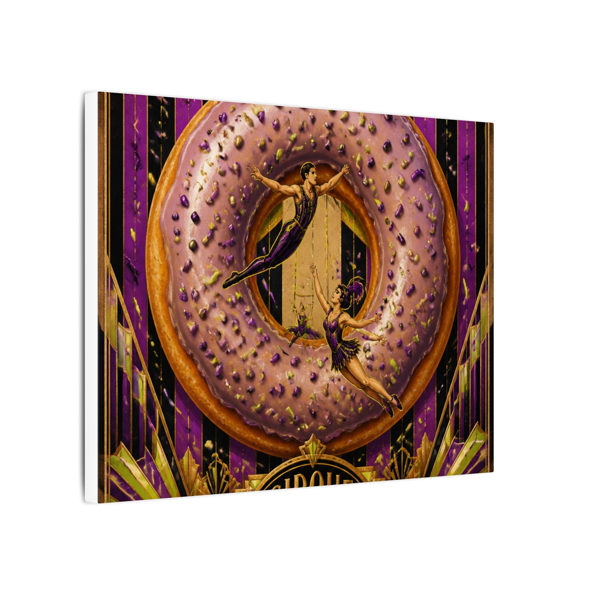 Donut Circus Ring Wall Art Canvas 16×20 Art Deco Entryway Decor Maximalist Print