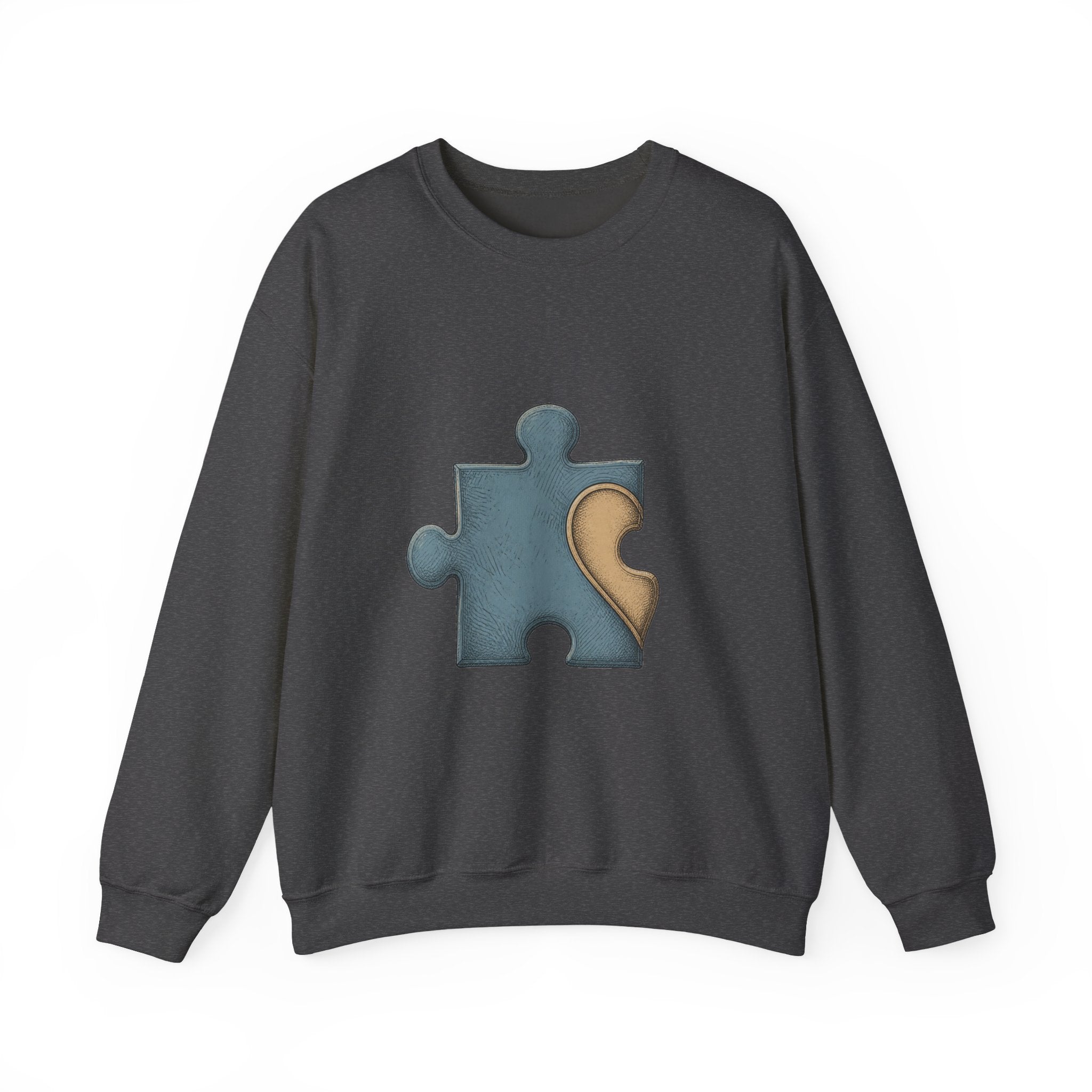 Matching Couple Sweatshirt - Puzzle Pieces Matching Couple Comfort Colors Crew Hand-Drawn Art His Hers Anniversary Gift - Design A