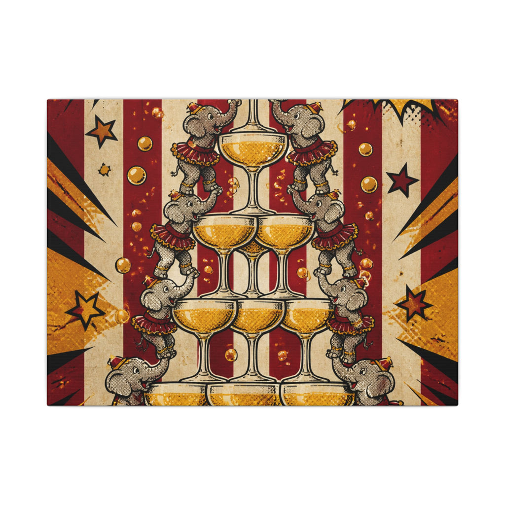 Champagne Tower Elephants Wall Art Canvas 24×36 Pop Art Restaurant Decor Maximalist Print