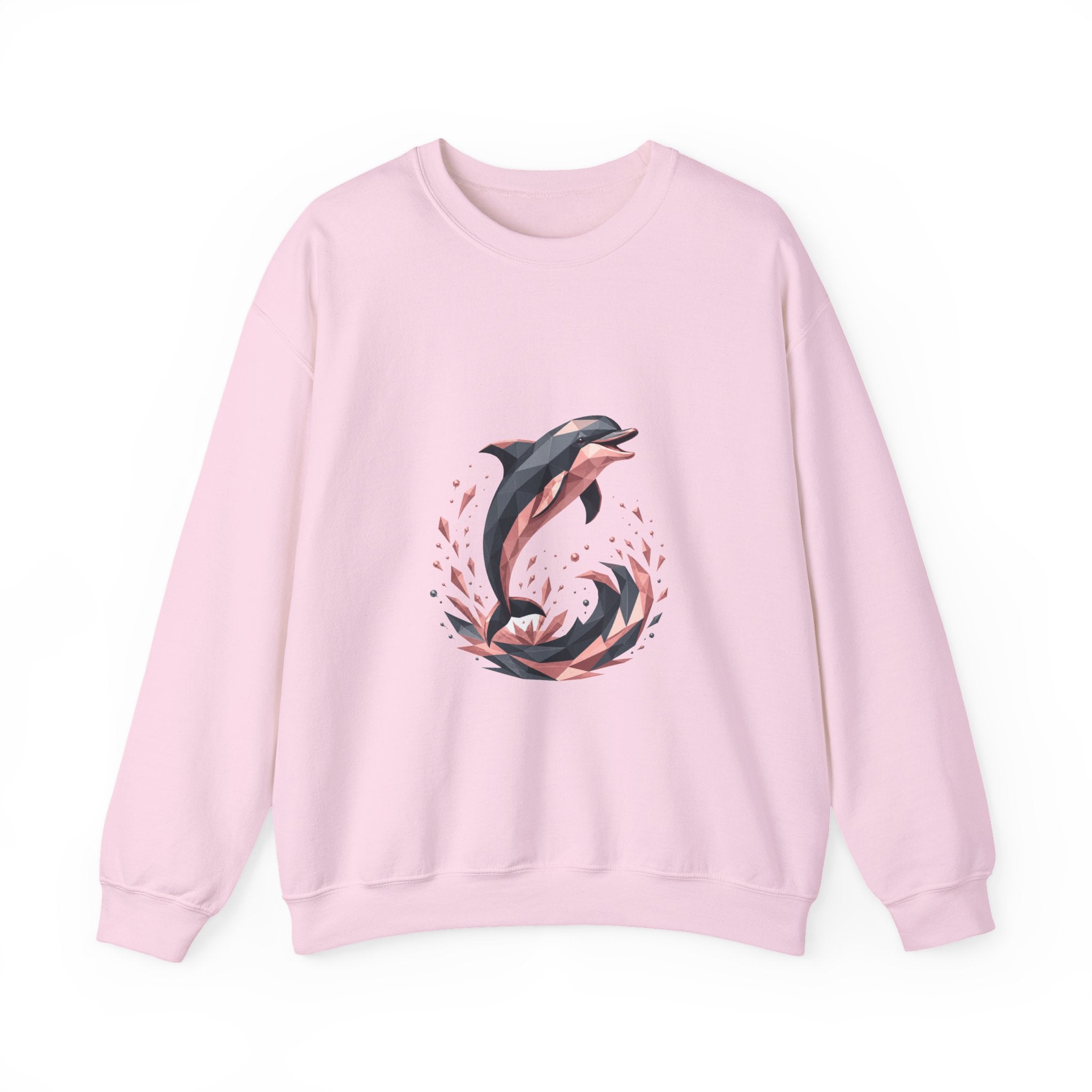 Matching Couple Sweatshirt - Shark & Dolphin Matching Couple Premium Fleece Sweatshirt Geometric Art His Hers Love Gift - Design B