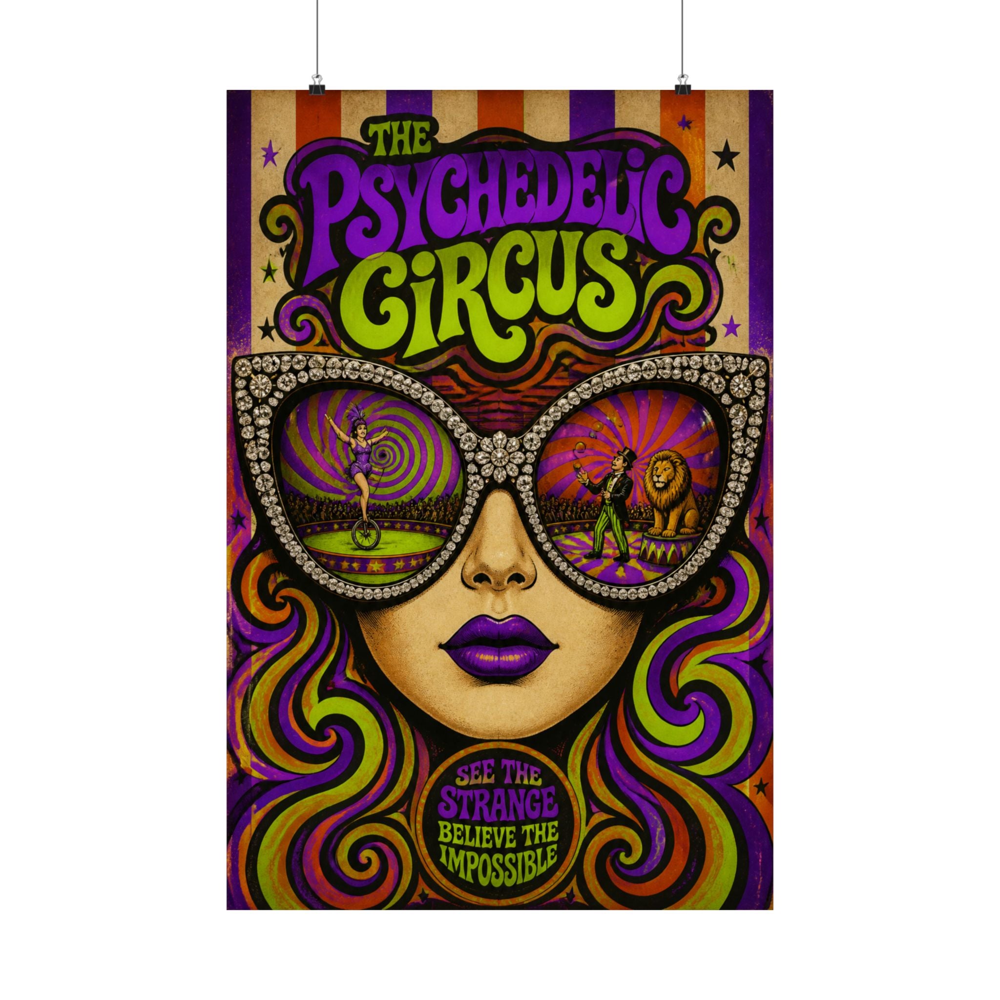 Sunglasses Circus Ring Wall Art Poster 24×36 Psychedelic Dining Room Decor Maximalist Print