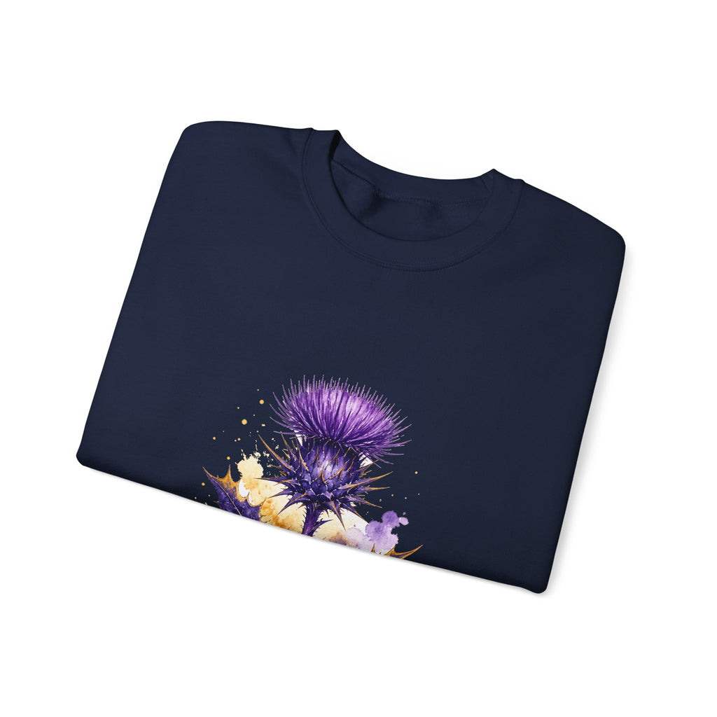 Matching Couple Sweatshirt - Lavender & Thistle Matching Couple Crewneck Sweatshirt Watercolor Art His Hers Engagement Gift - Design B