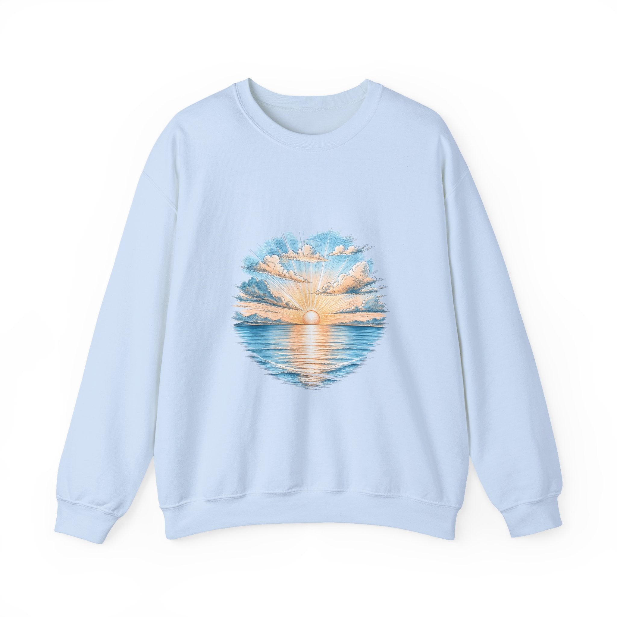 Matching Couple Sweatshirt - Sunrise & Sunset Matching Couple Crewneck Sweatshirt Hand-Drawn Art His Hers Best Friend Gift - Design A