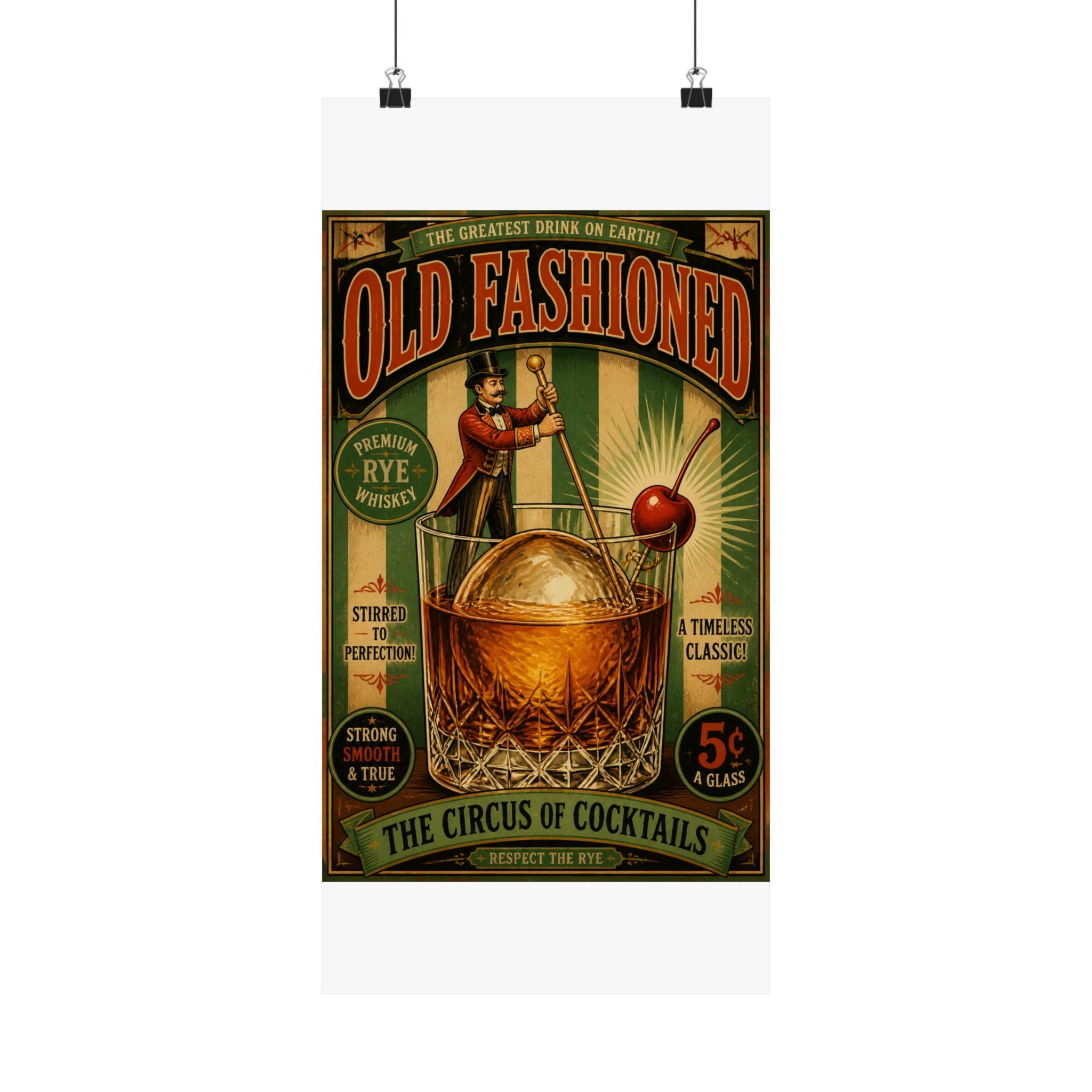 Old Fashioned Ringmaster Wall Art Poster 24×36 Vintage Circus Bedroom Decor Maximalist Print