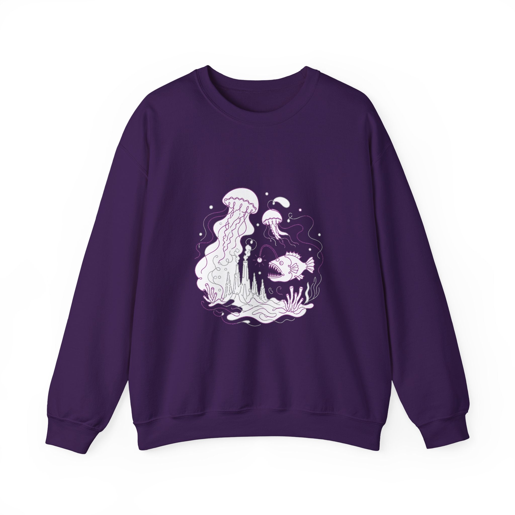 Matching Couple Sweatshirt - Coral Reef & Deep Sea Matching Couple Premium Fleece Sweatshirt Minimalist Art His Hers Christmas Gift - Design B