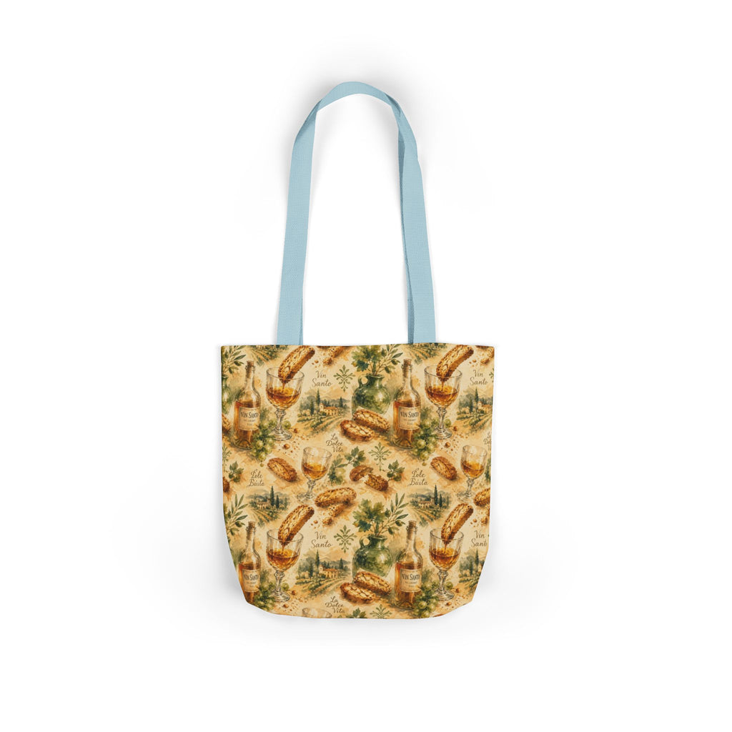 Biscotti & Vin Santo Canvas Tote Bag Mediterranean Kitchen Watercolor Splash Design Italian Cottagecore Gift